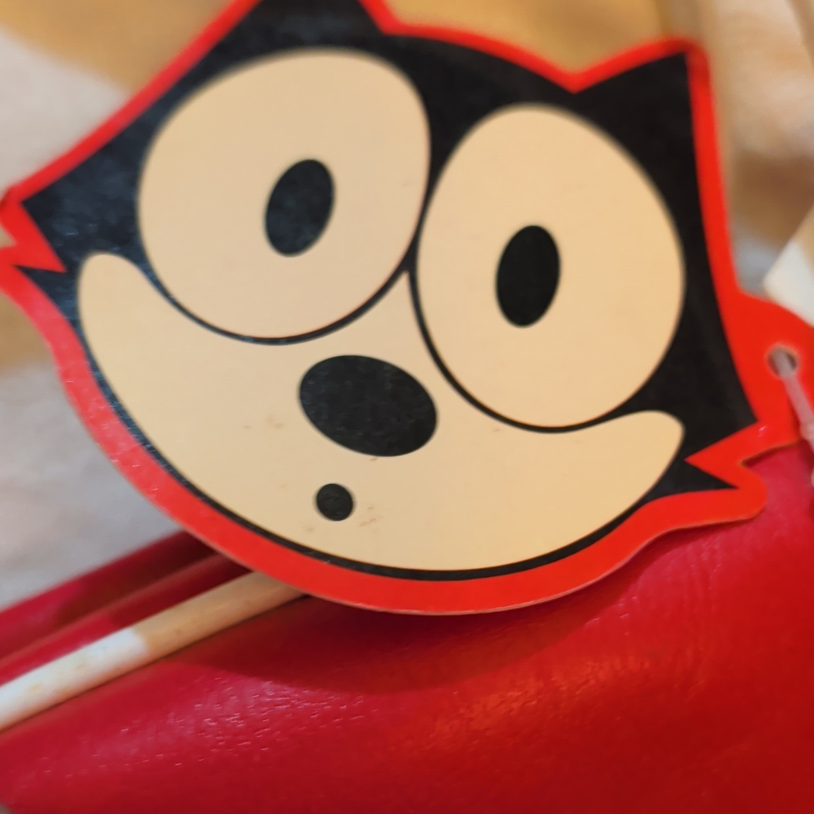Felix the Cat Red White Black Graphic Print Satchel Top Handle Bag w Coin Purse