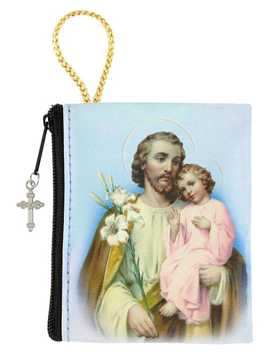 Saint Joseph w/Child Small 3.25″ Zip Rosary Pouch, New #AB-029