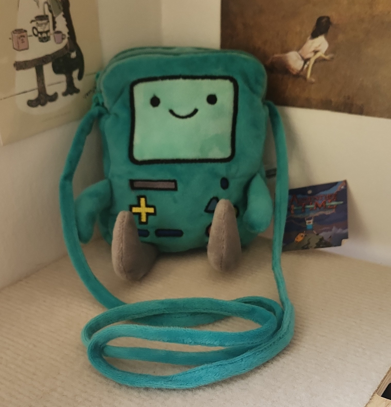 Adventure Time BMO Teal Plush Crossbody Bag Adjustable Detachable Strap Zip