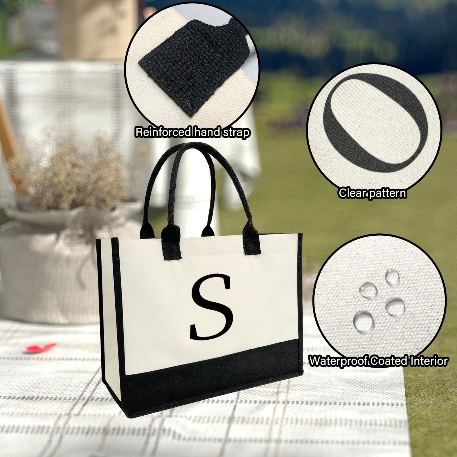 Mini Personalized Initial Tote Bag for Women – 10×8.5 IN Compact Canvas Purse…
