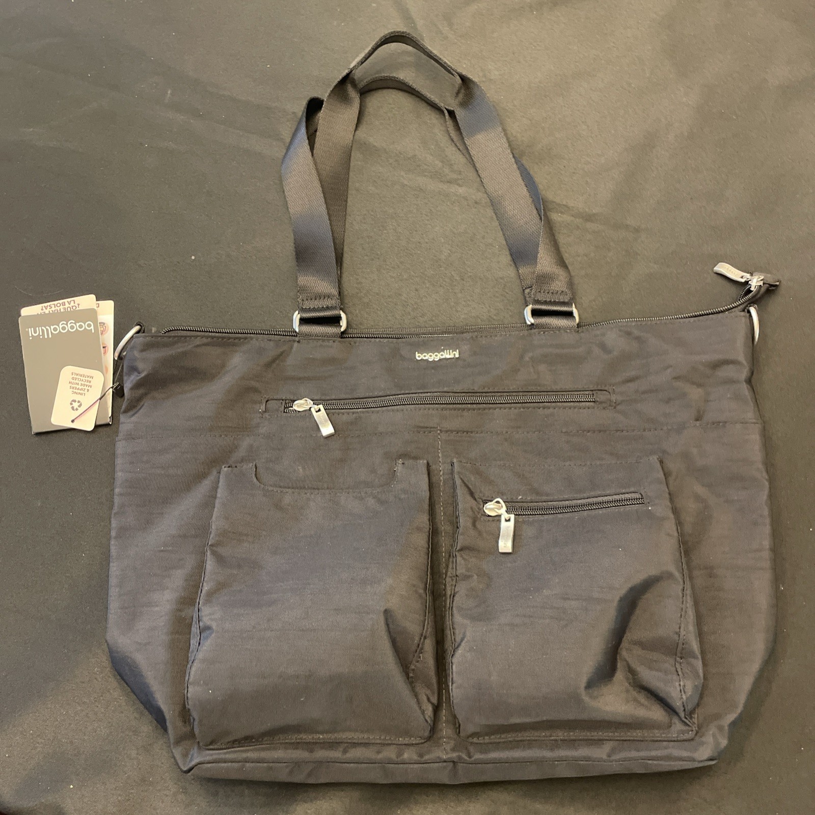 Baggallini Any Day Laptop Computer Tote Bag Black Nylon NEW