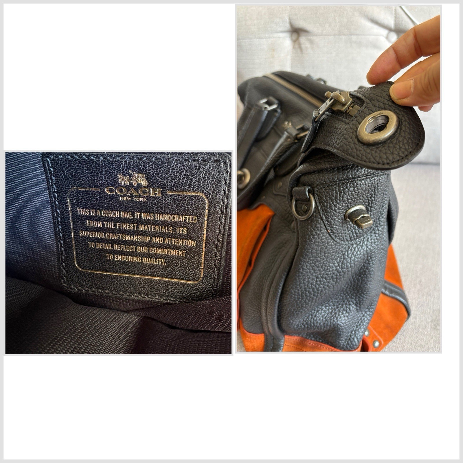 RARE! Coach Rhyder 33 Satchel in Workwear Leather/Suede ColorBlock Handbag