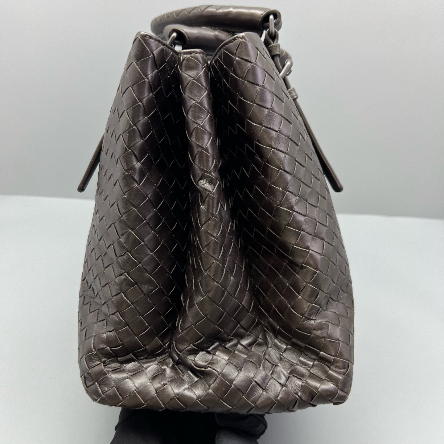 Bottega Veneta Pre-Owned Authentic Satchel Dark Brown 38*24*18cm