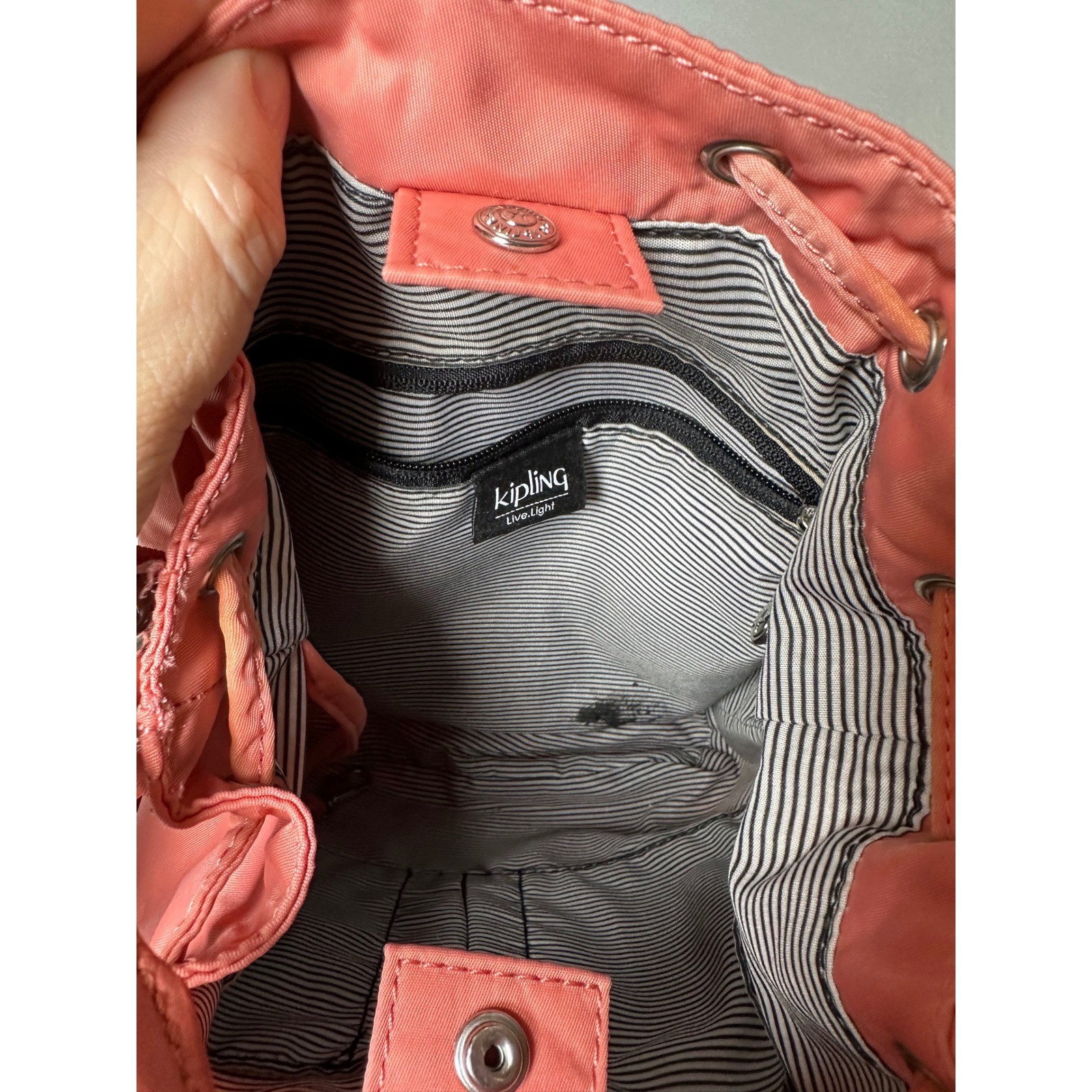 Kipling Firefly Up Convertible Backpack Crossbody Coral Pink Nylon Travel Bag