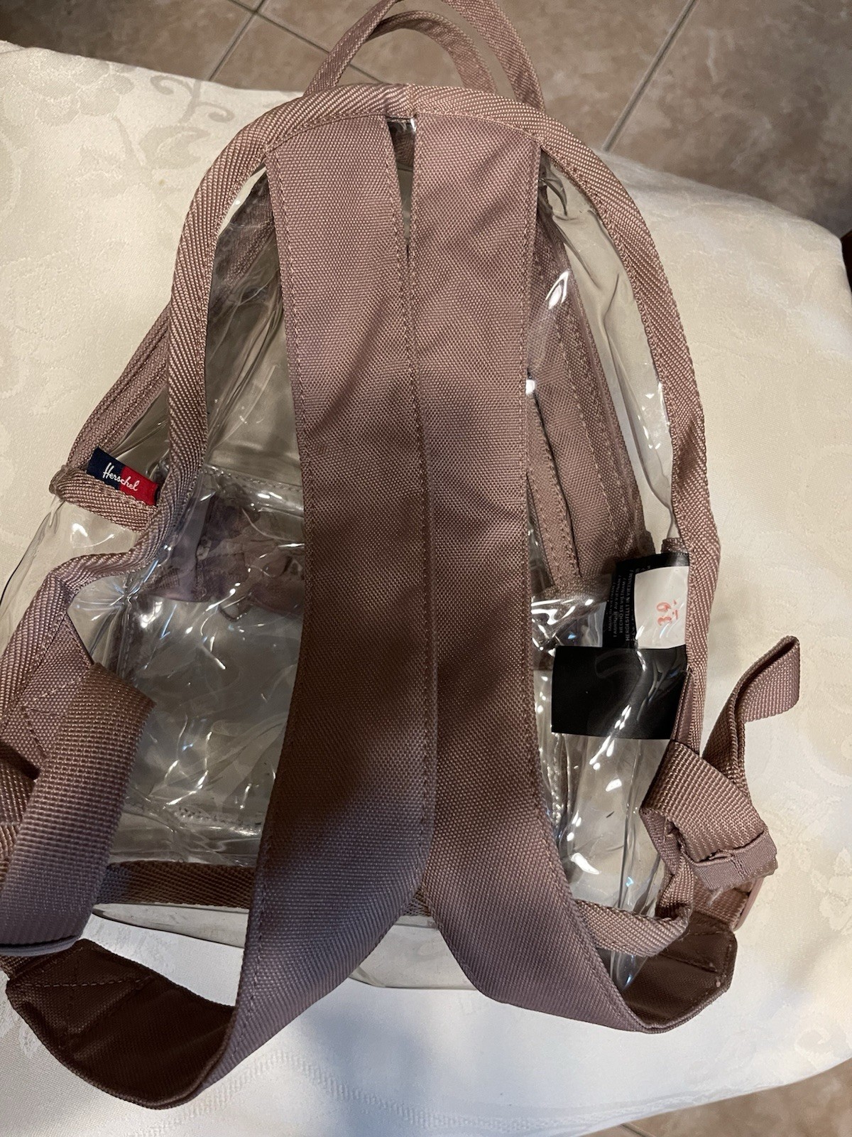 Herschel Mini Clear/Pink Backpack Solid Zip Logo Accents Pockets