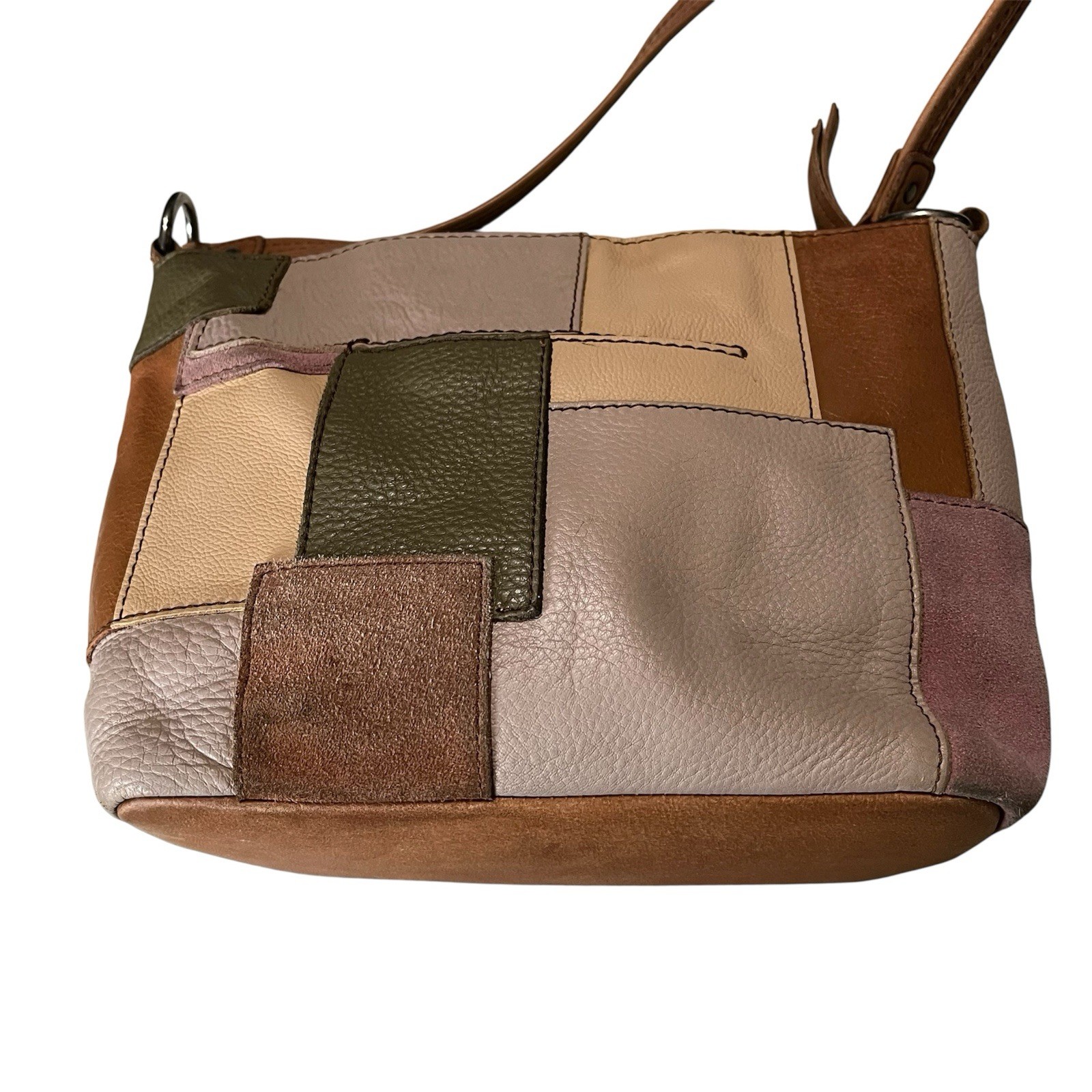 The Sak Indio Patchwork Hobo Leather Suede Shoulder Bag Purse Retired Boho