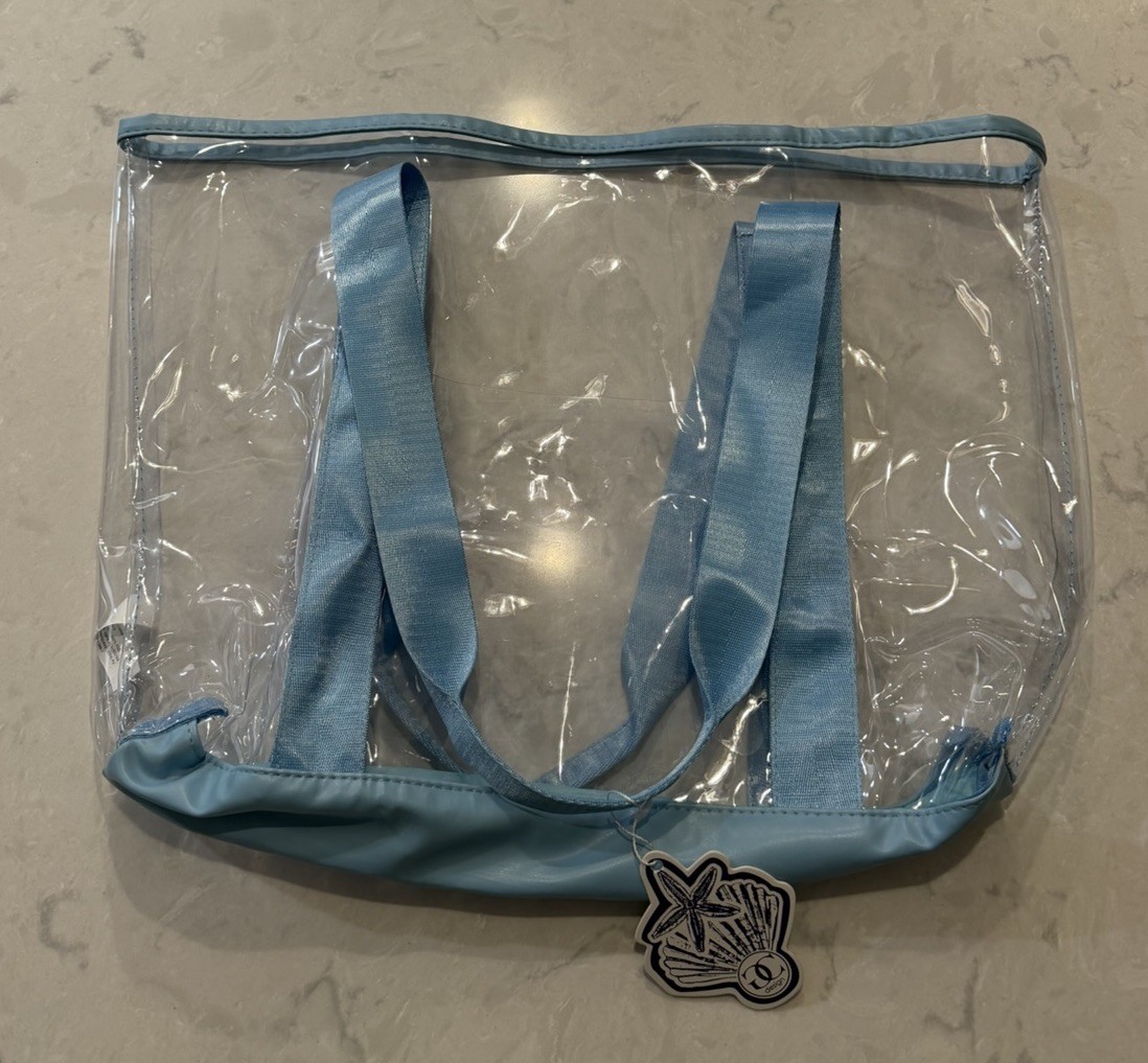 Gina Concepts Clear Blue Lined Washable Beach Tote New With Tags