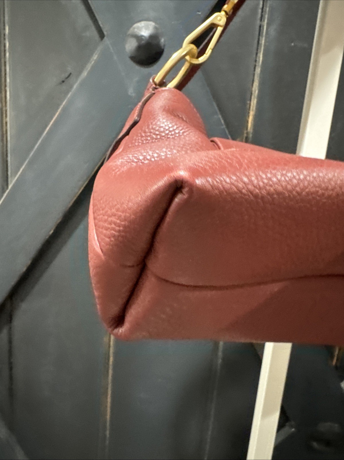 Hammitt VIP Satchel Studded Brushed Gold Leather Pomodoro Red Shoulder Bag – EUC