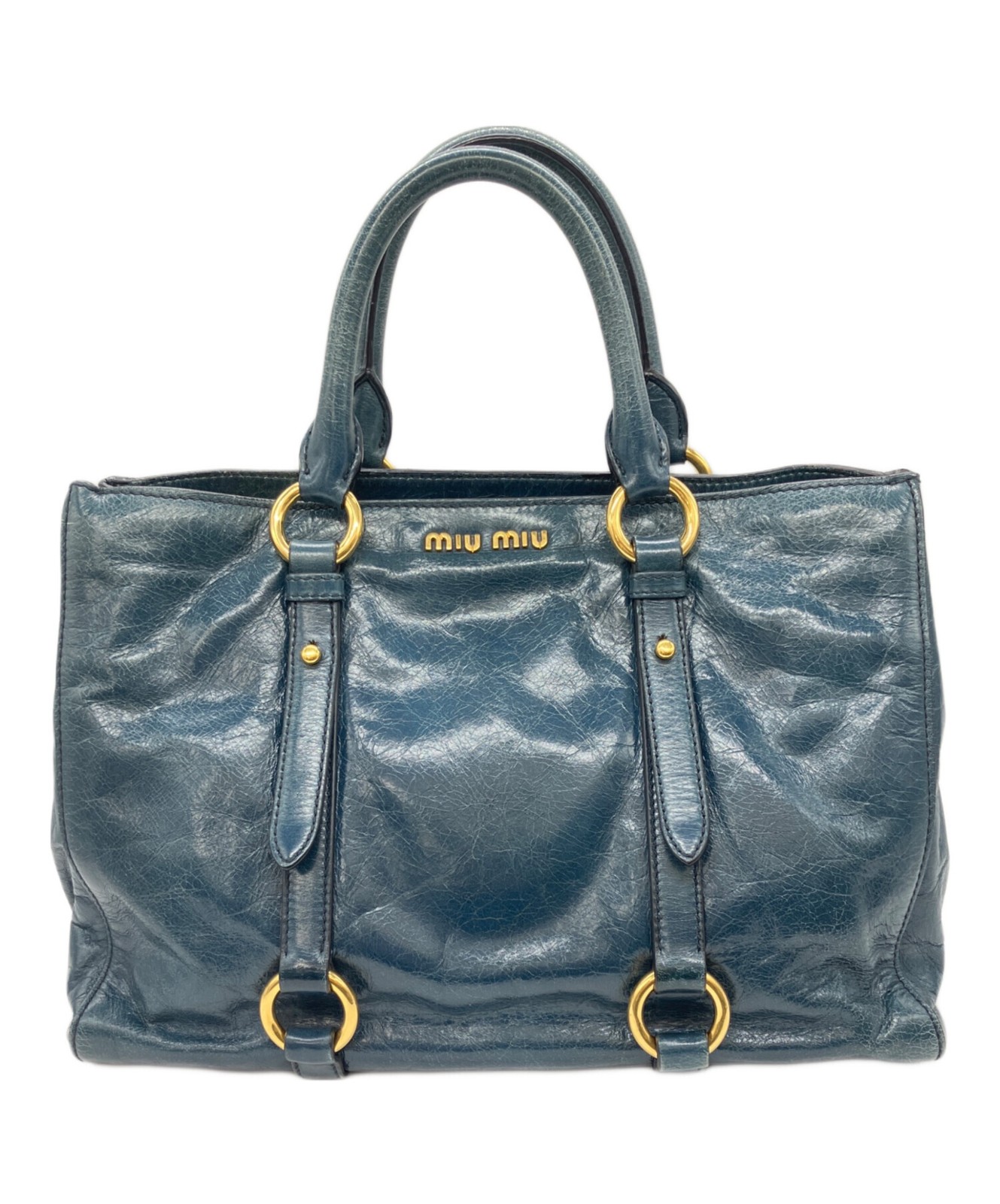 Miu Miu Leather Handbag RN1037 Navy #TFB3635