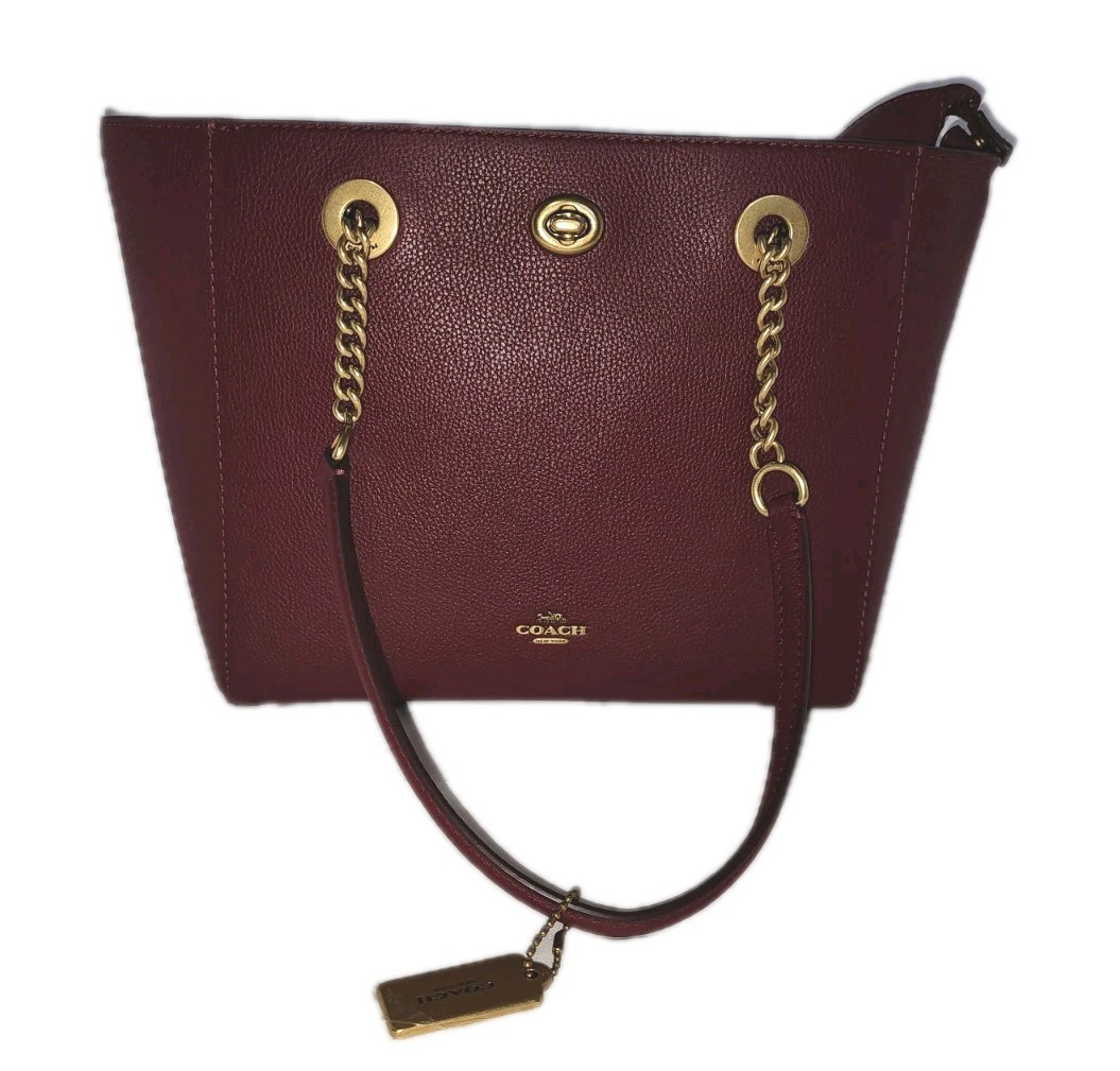 NWT Coach Turnlock Chain 27 Women’s Tote 9 inch – 57107 Oxblood (Burgundy)