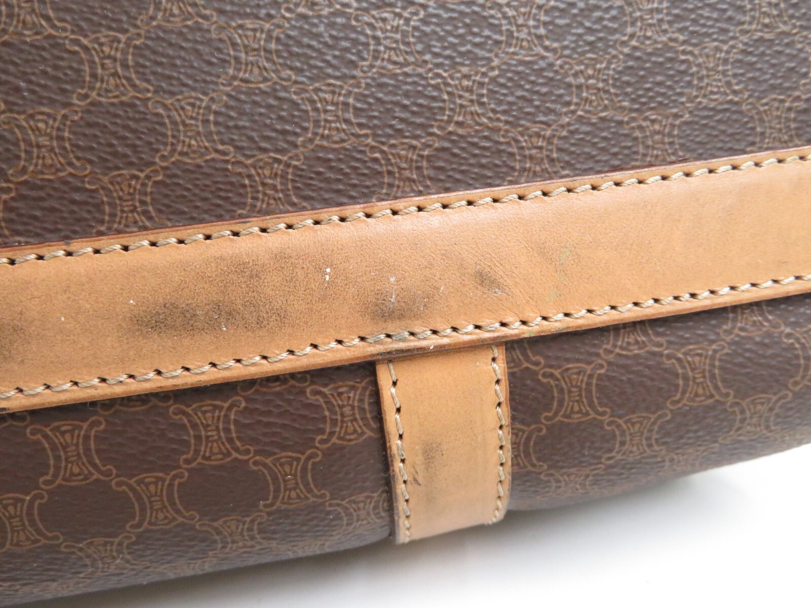 Authentic CELINE Leather Vintage Macadam Boston Bag Hand Bag #42033