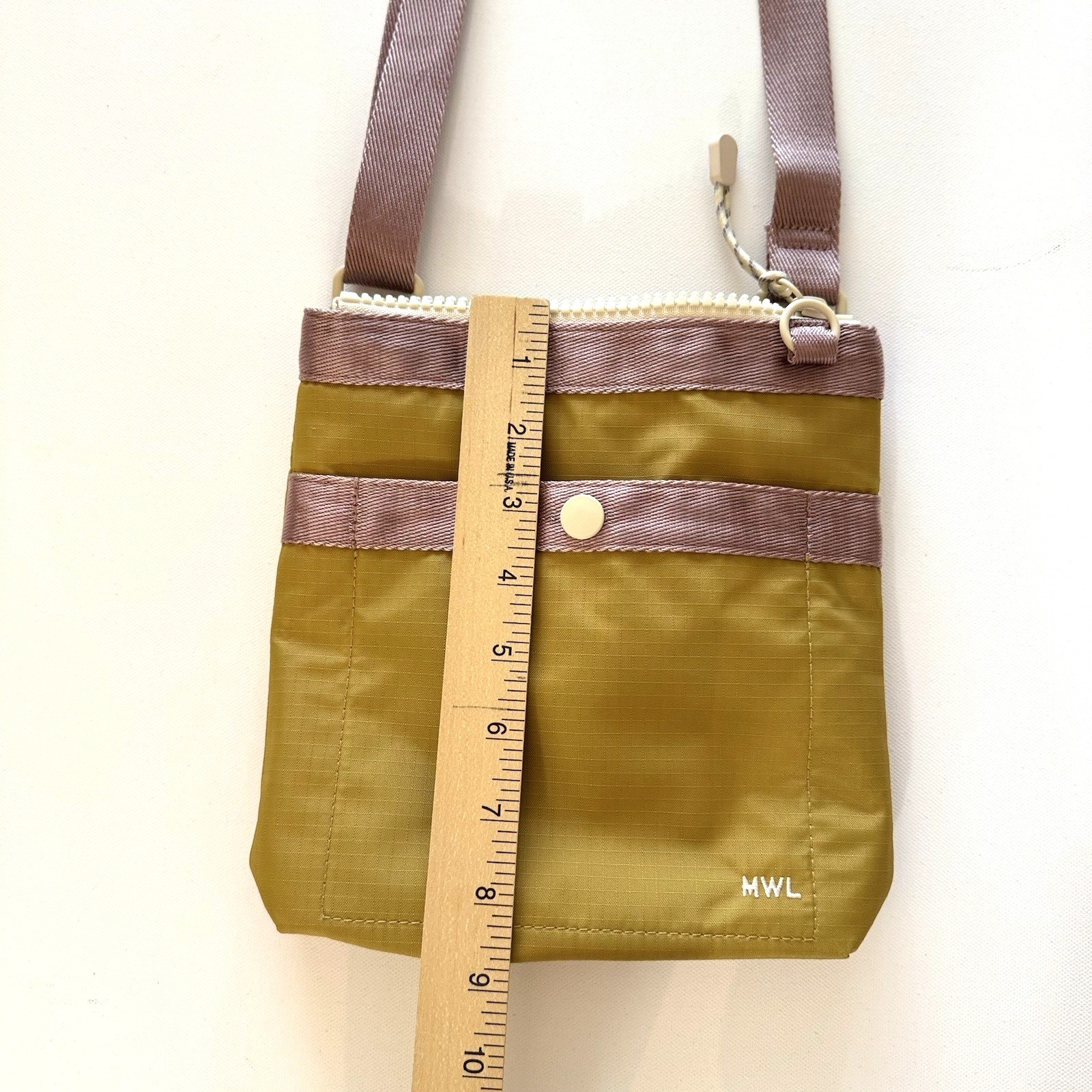 Madewell MWL Ripstop Nylon Boho Crossbody Bag Chartreuse Lavender