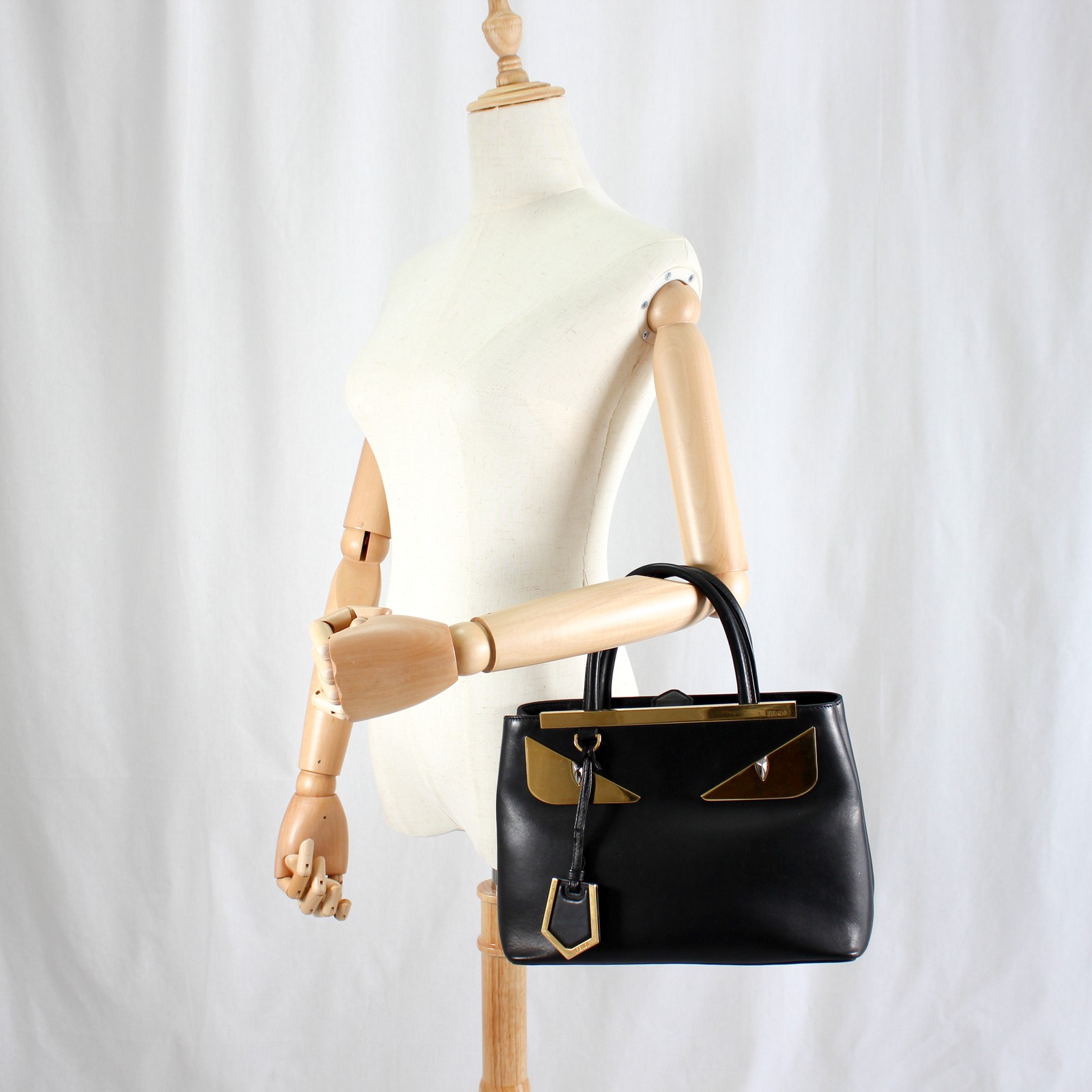 FENDI Petite 2Jours Monster Shoulder Bag/Handbag 2WAY 8BH253 Black