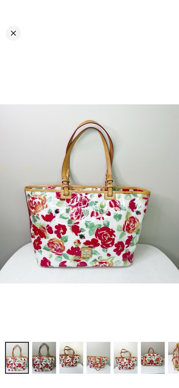 Dooney & Bourke Red White Rose Garden Tote Shoulder Bag Purse