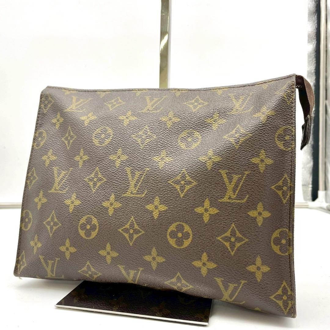 Louis Vuitton Monogram Poche Toile Clutch Bag Brown PVC Auth