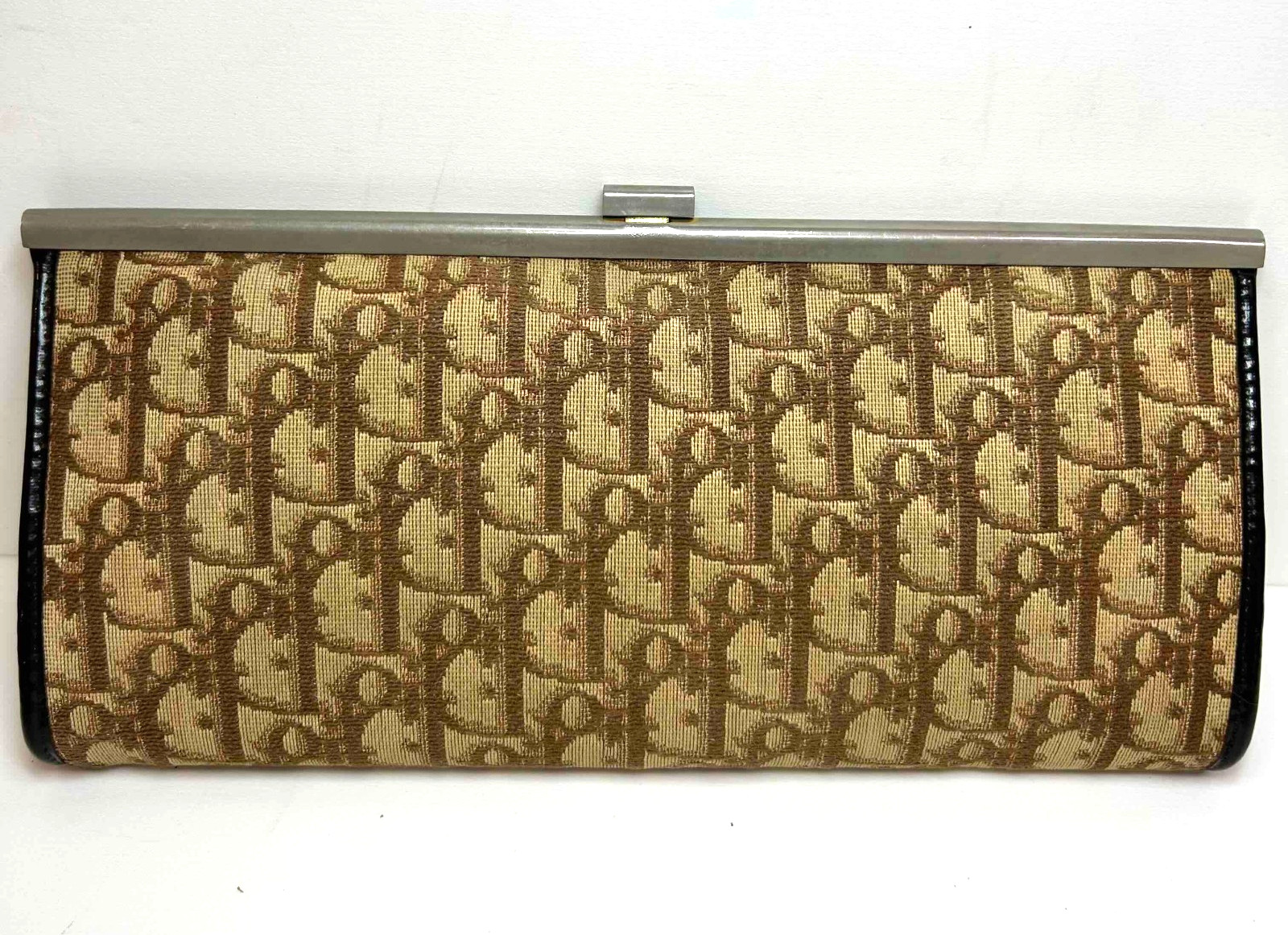 Christian Dior Vintage Trotter Clutch Bag Canvas Brown Authentic
