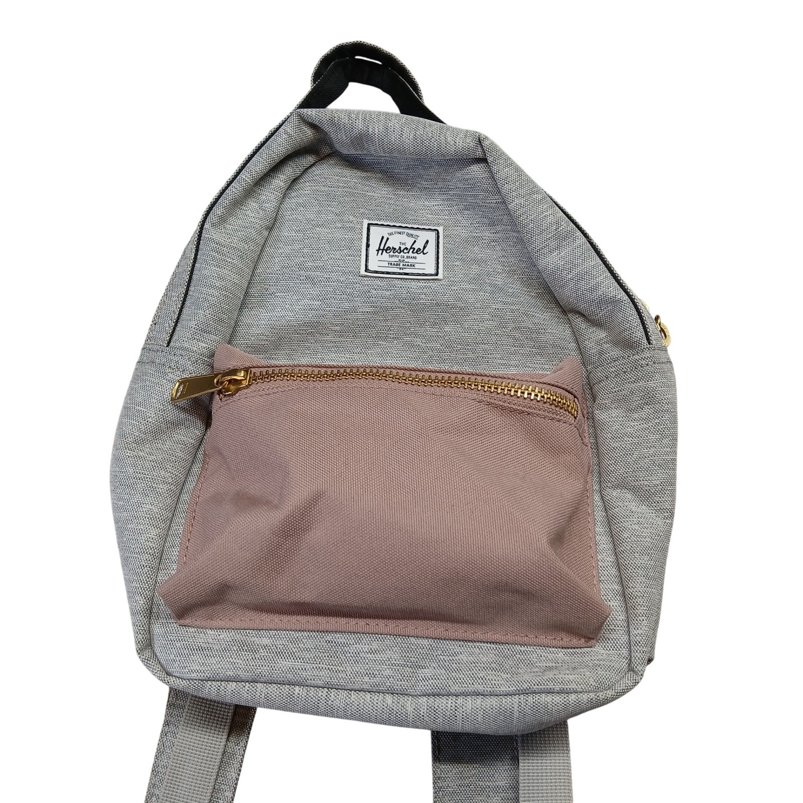 Herschel Supply Co Nova Mini Backpack Grey Rose Gold Zippers Canvas Bag