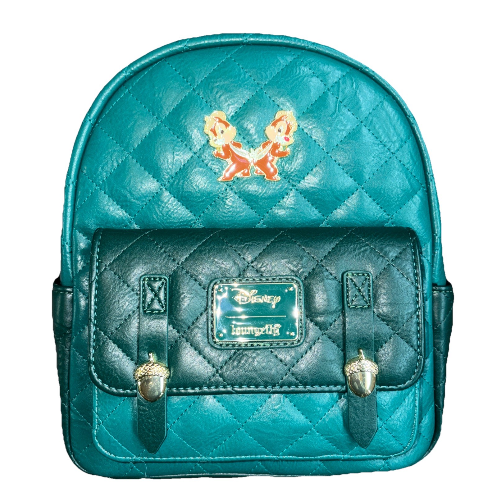 NWT Loungefly Disney Chip and Dale Forest Green Quilted Backpack NWT