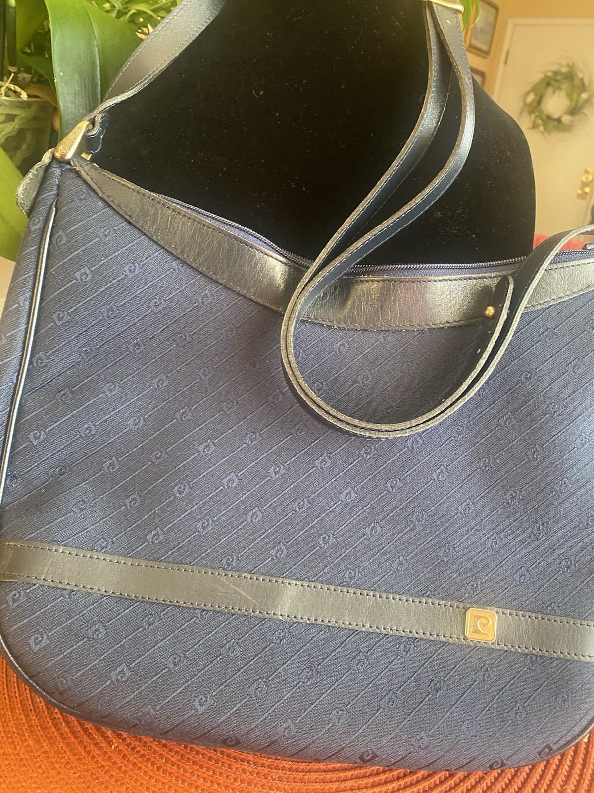 PIERRE CARDIN Vintage Navy Blue Leather Bag
