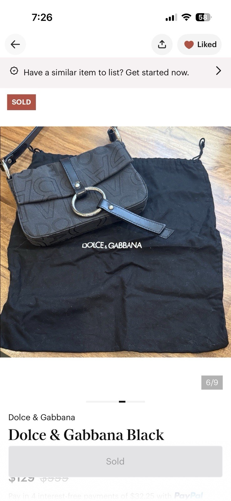 Dolce & Gabbana Black Logo Small Shoulder Bag Silver Hardware