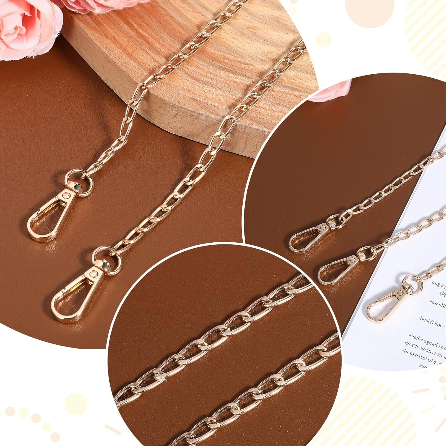 16 Pcs Gold Purse Chain Metal Shoulder Cross Body Bag Strap Replacement with Buc