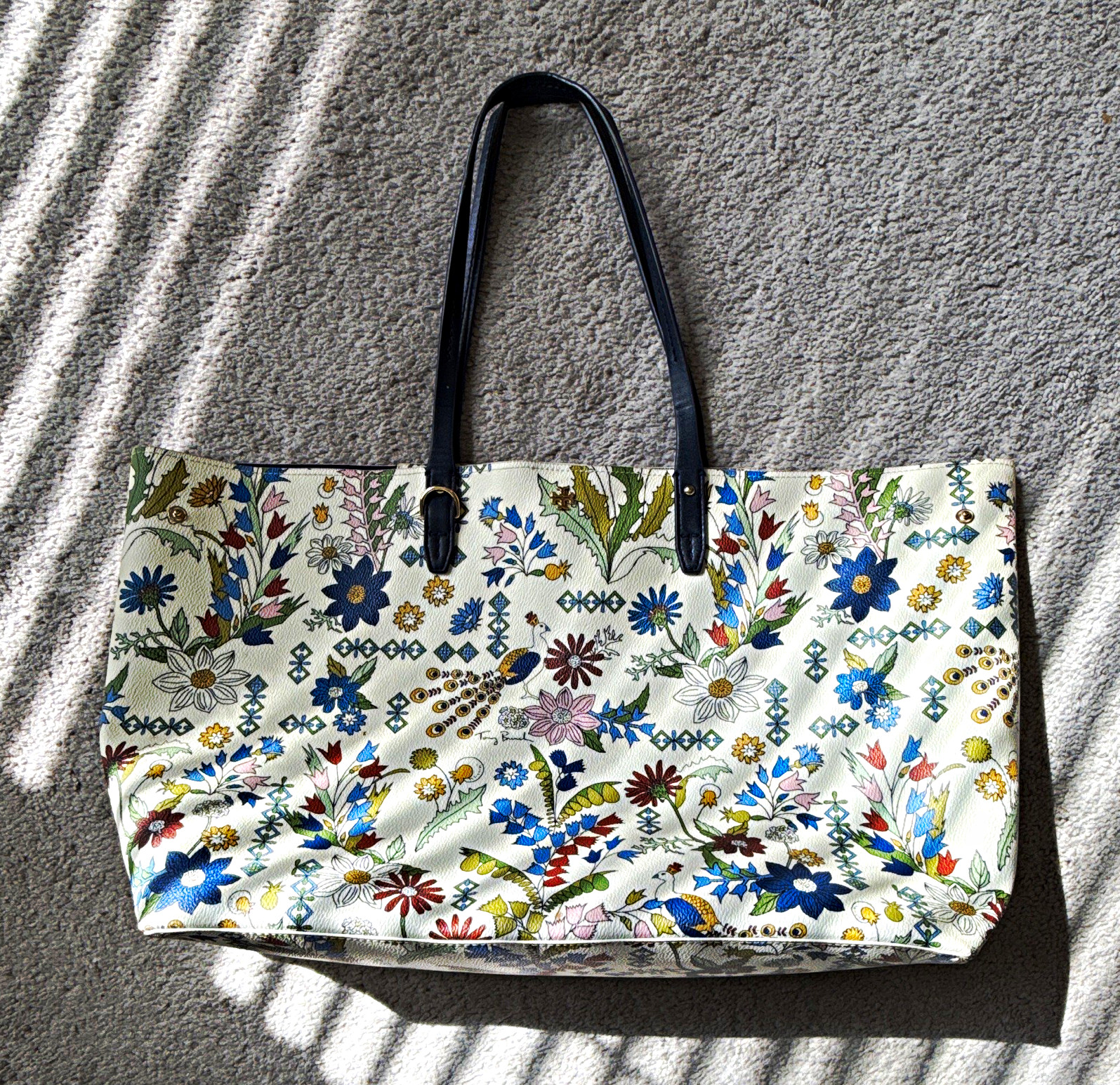 Flawless Tory Burch Floral Print Perry Tote Large Leather Shoulder Bag