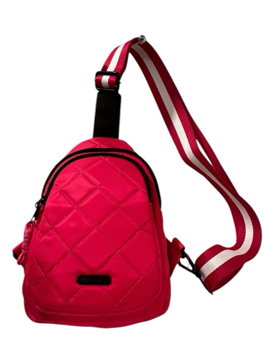 Women’s Pink Quilted Sling Crossbody Bag Zip Closure Adjustable Strap Solid