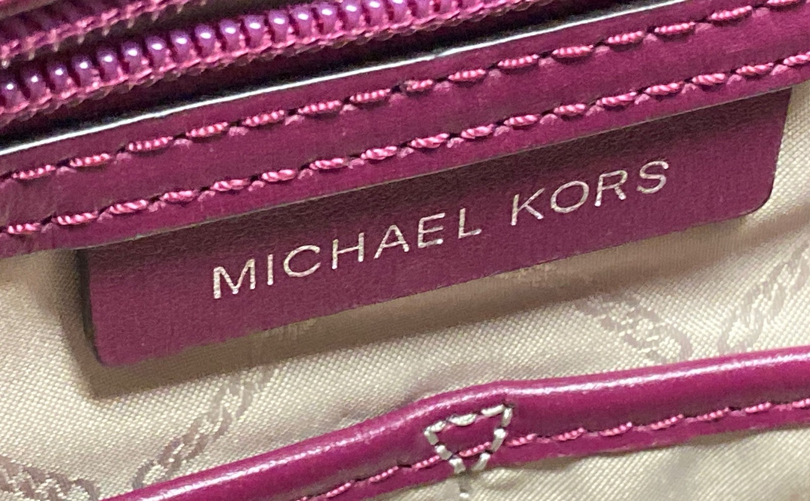 Michael Kors Plum Pebbled Leather Braided Strap Hobo Shoulder Bag Silver