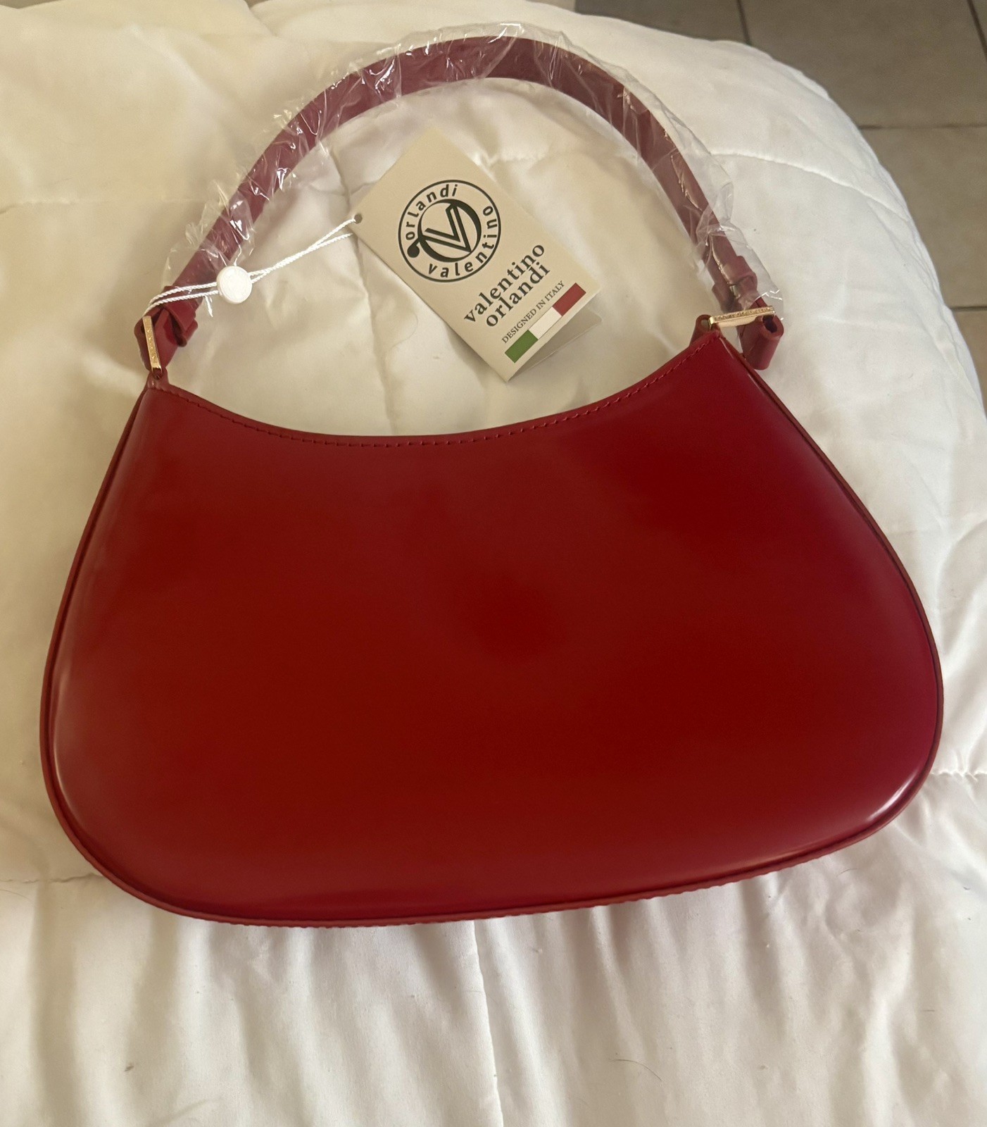 VALENTINO ORLANDI Red Angel Quilted Bag Purse Crossbody Vegan Leather New NWT