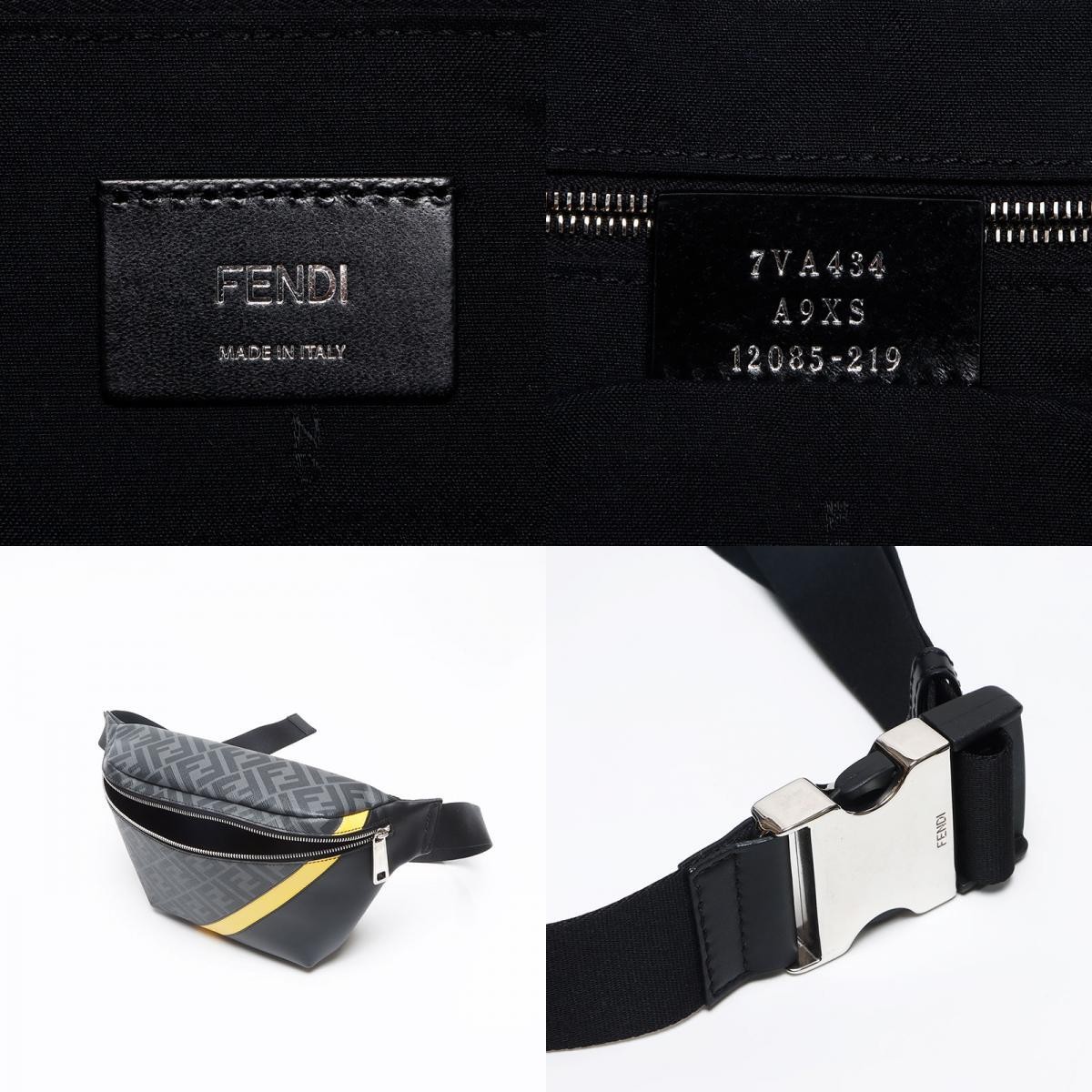 FENDI Shoulder Bag Diagonal Belt Bag Zucchino 7VA434 Gray Used