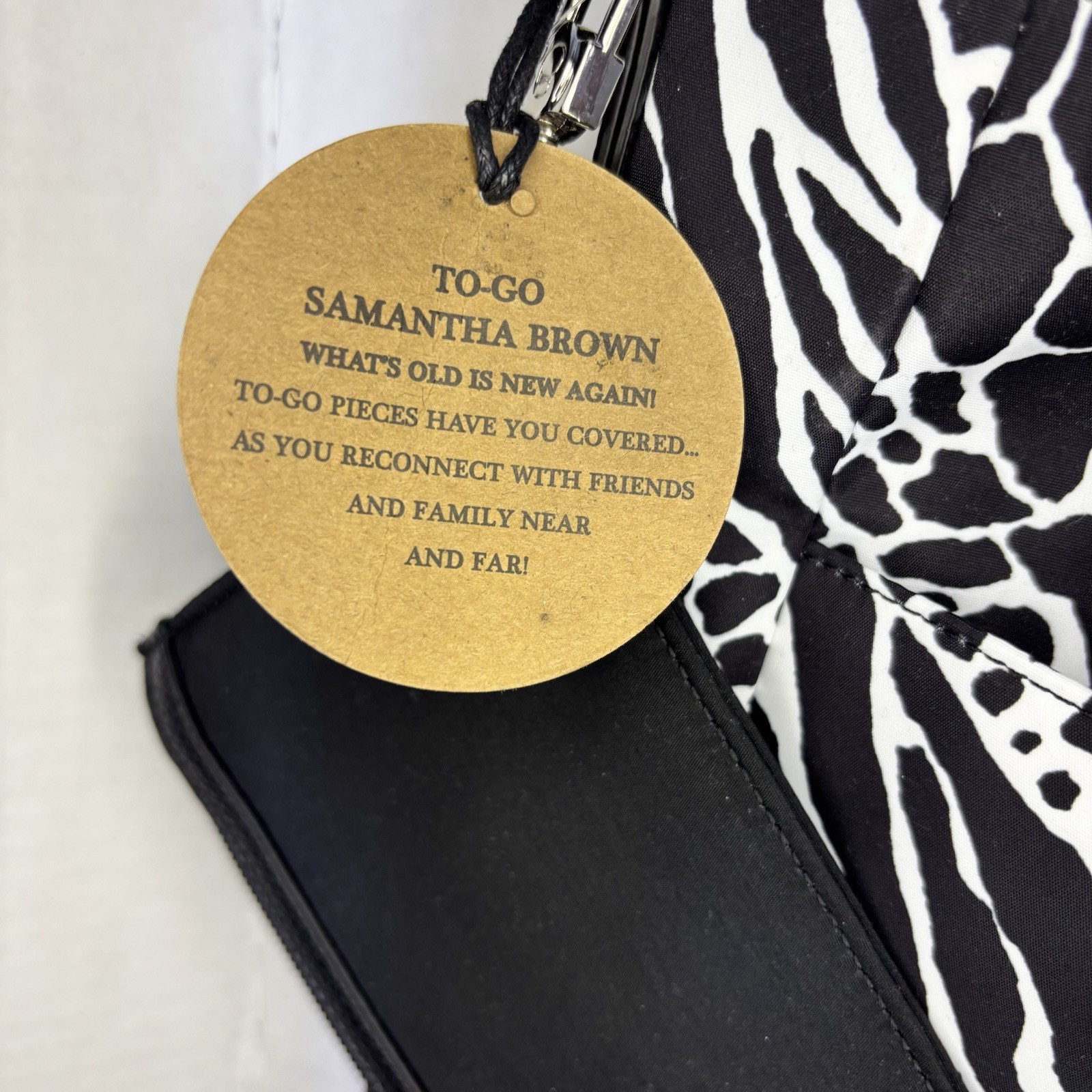 Samantha Brown Crossbody Cheetah Black Adjustable Strap 11 inches Long Travel