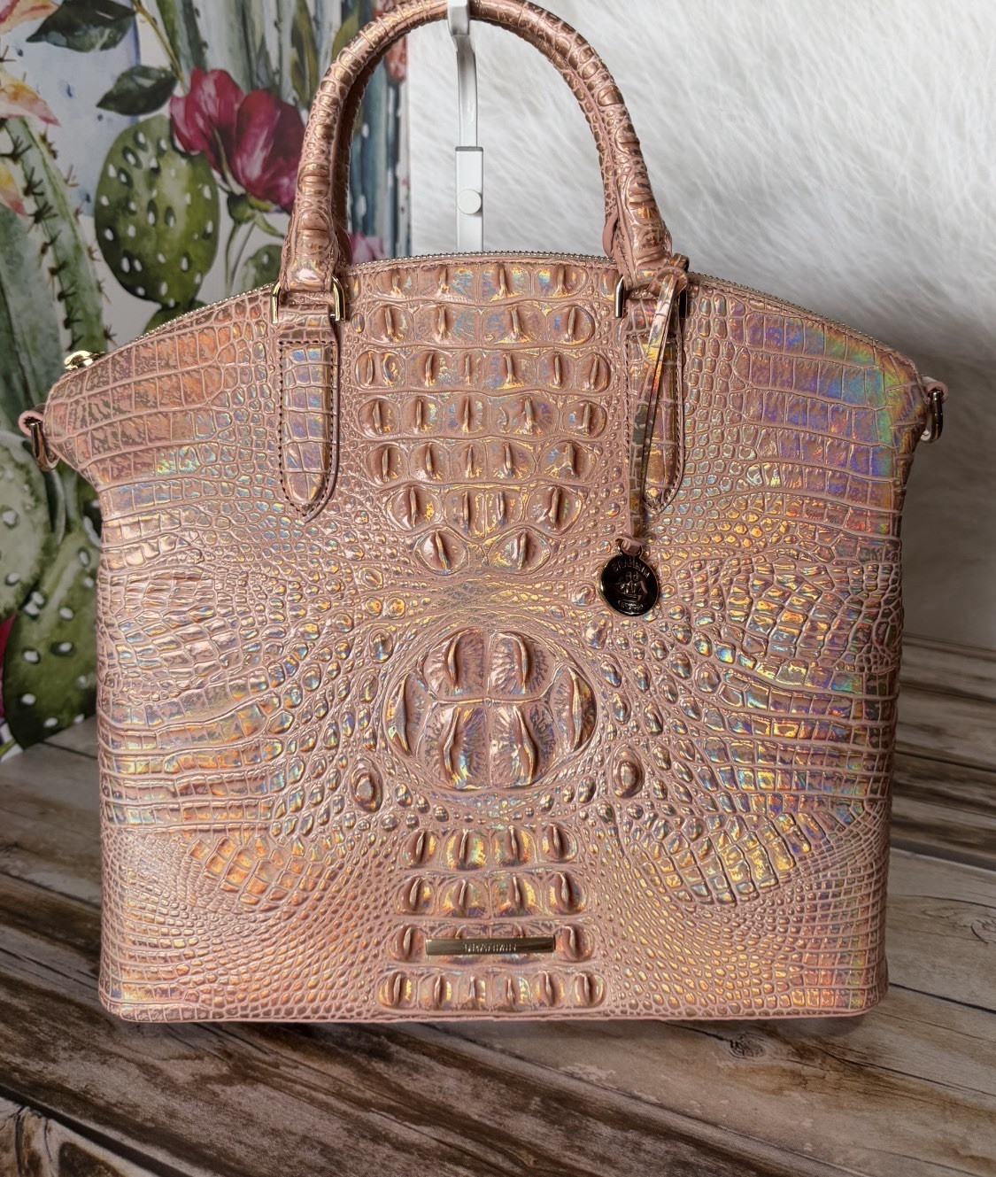 LAST ONE !! Brahmin Large Duxbury Melbourne Rose Gold Satchel NWT HOLOGRAPHIC