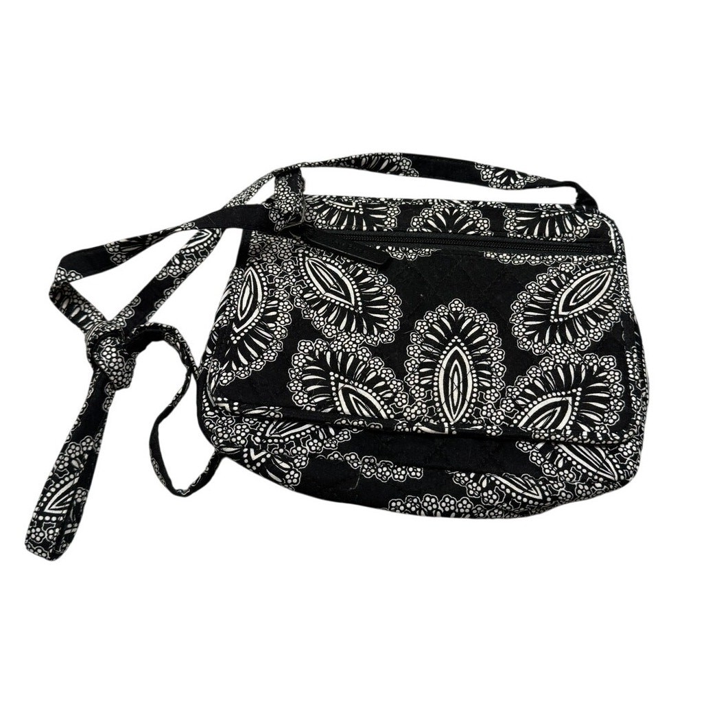 Vera Bradley Blanco Bouquet Small Black White Quilted Crossbody Purse