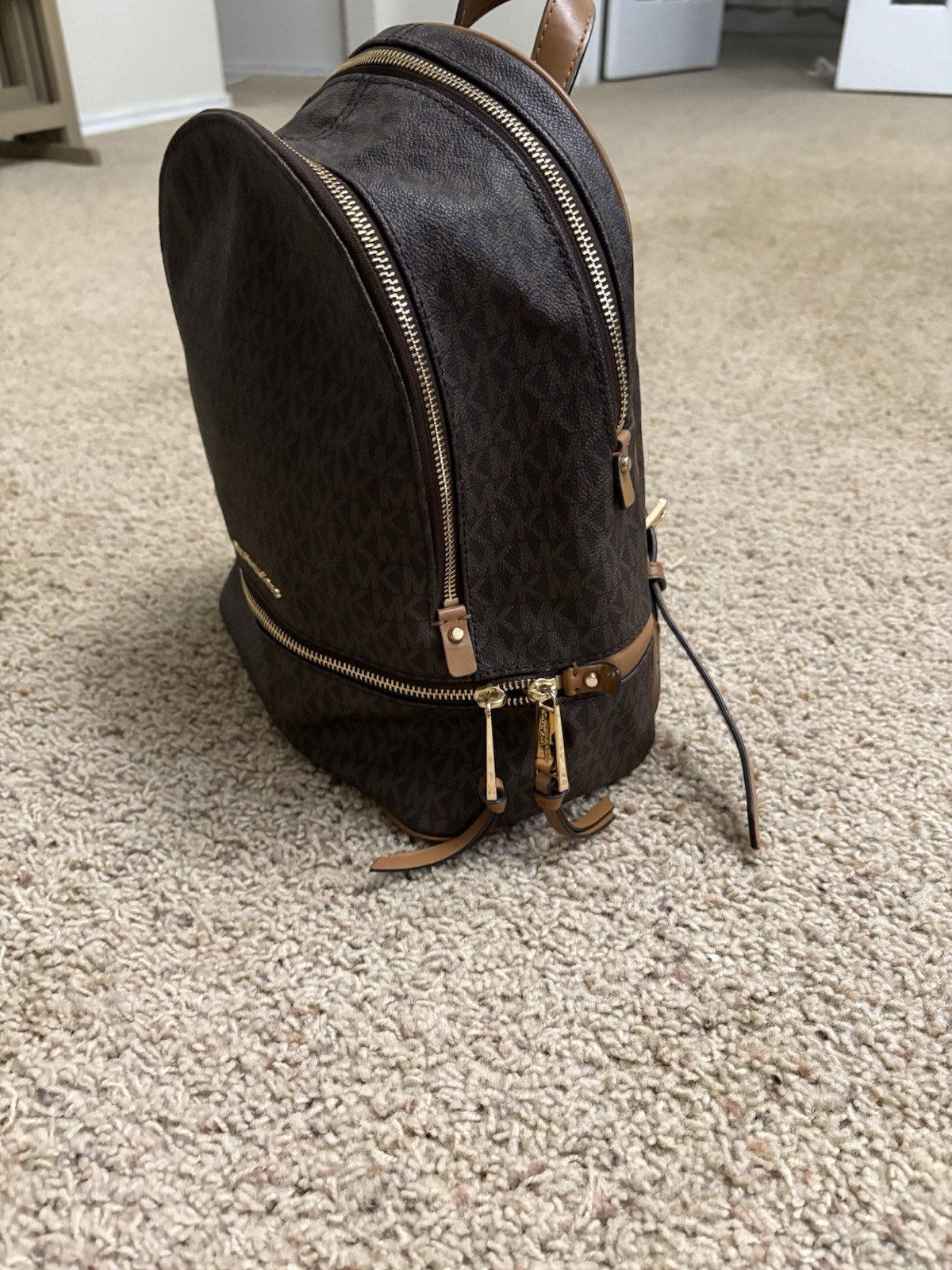 Michael Kors Rhea Medium Zip Backpack Chocolate Brown
