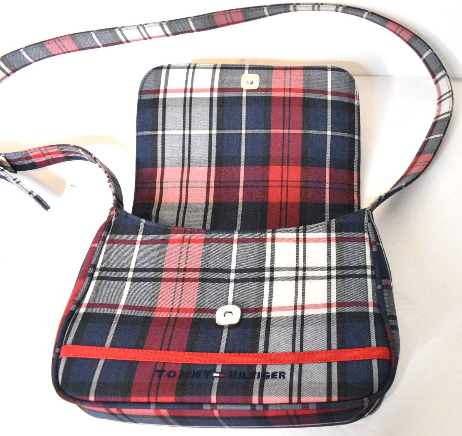 Tommy Hilfiger Logo Handbag Plaid Y2K Red White Blue Preppy Embroidered Purse