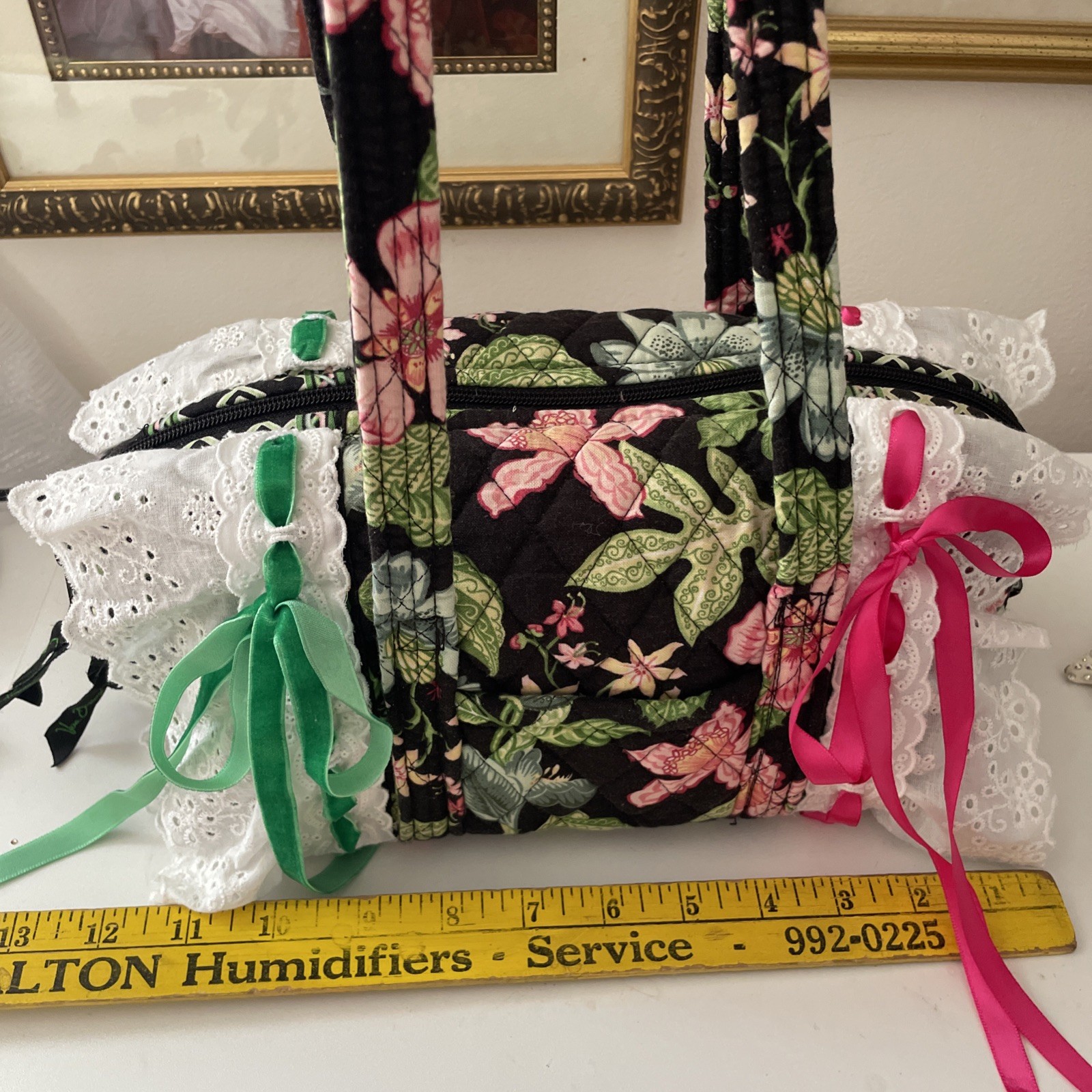 Adorable Custom Vera Bradley Botanica 100 Mini Duffle Botanica Pink With Lace