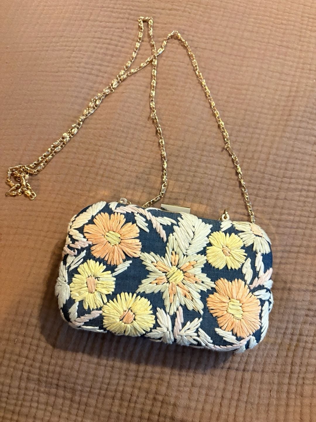 Anthropologie Audra Embroidered Wildflower Floral Clutch Bag