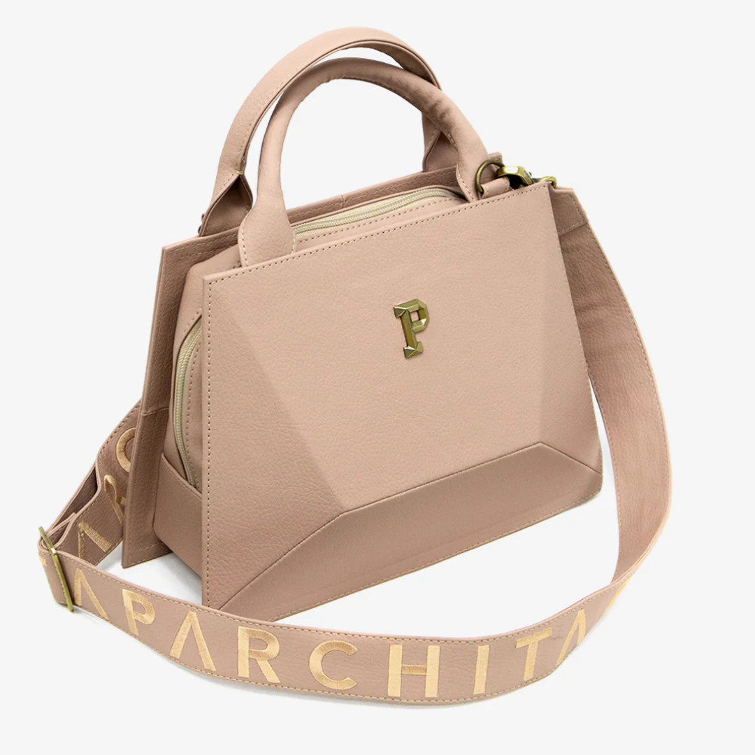 Cartera de cuero PARCHITA 100%colombiana Top Handle Bag Crossbody bag Kufra Nude