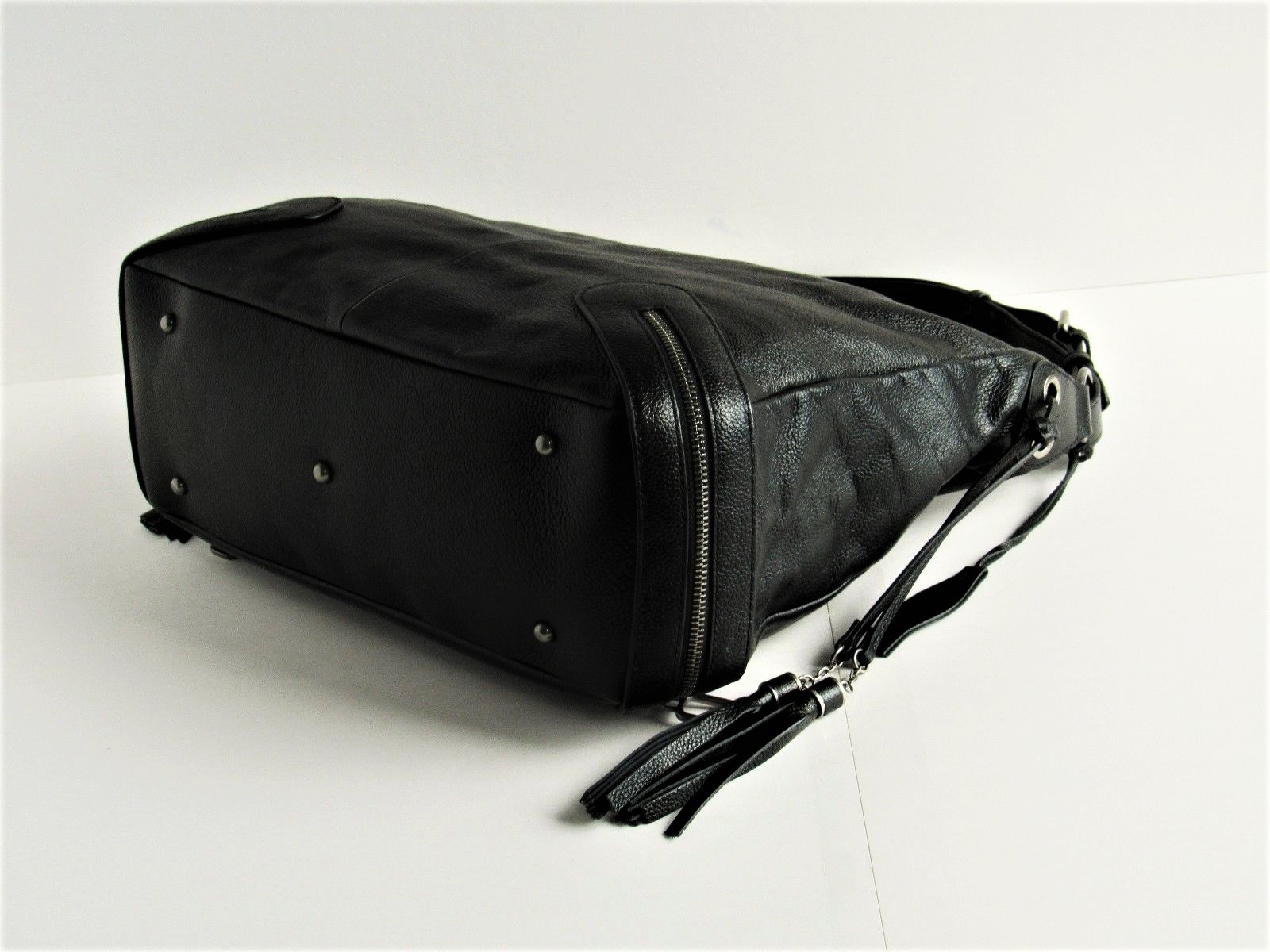CHARLES JOURDAN Paris New “Malika” Black Leather Large Shoulder Bag MSRP $405