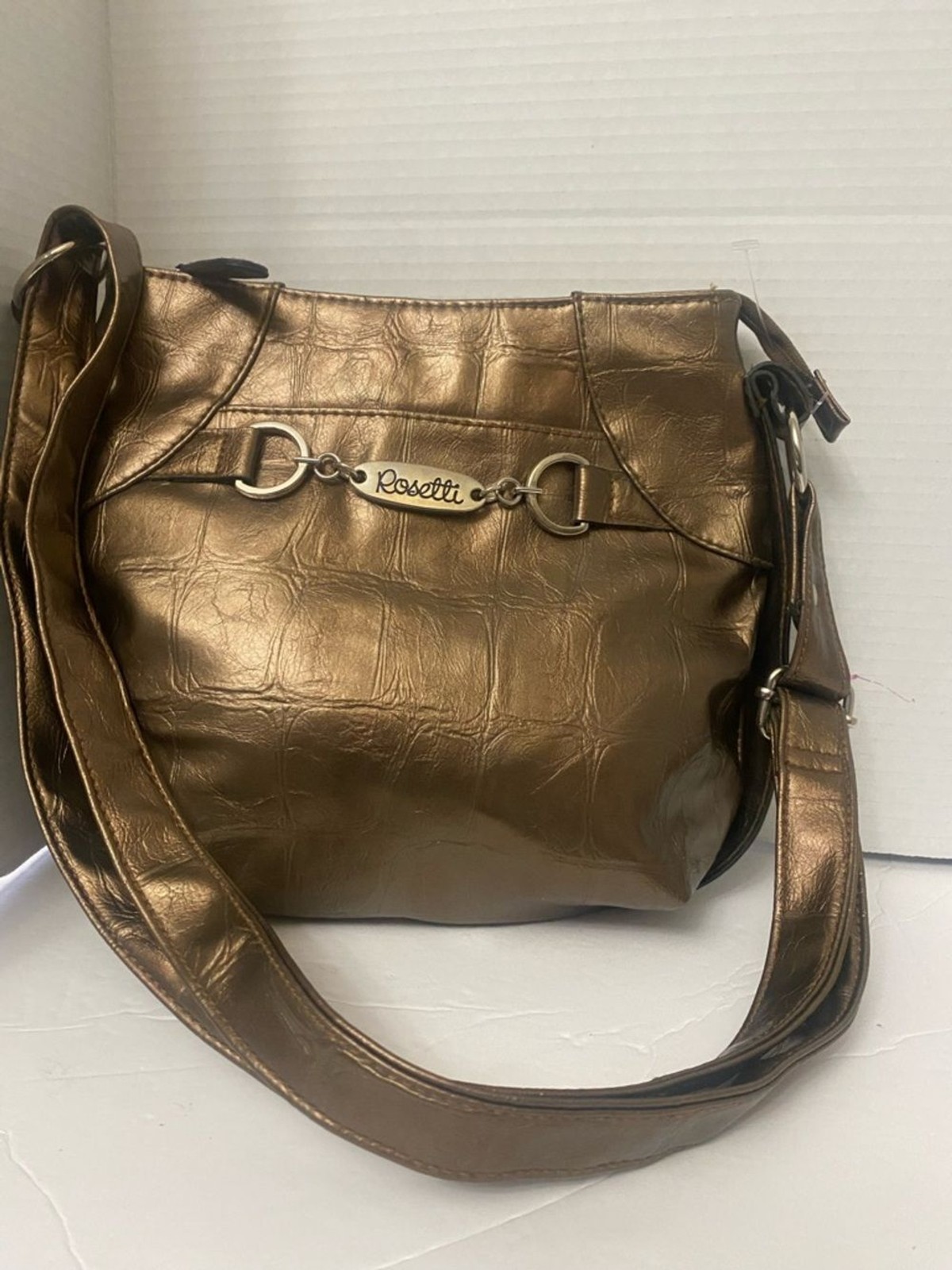 Rosetti Bronze Croc-Embossed Shoulder Crossbody Shoulder Bag