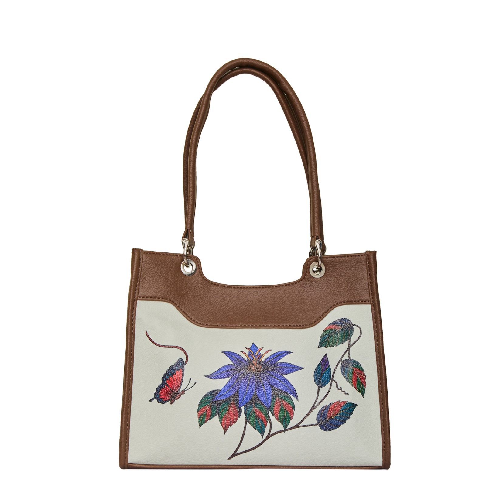 Floral Print Vegan Leather Top Handle Satchel Bag for Women – Crossbody Bag
