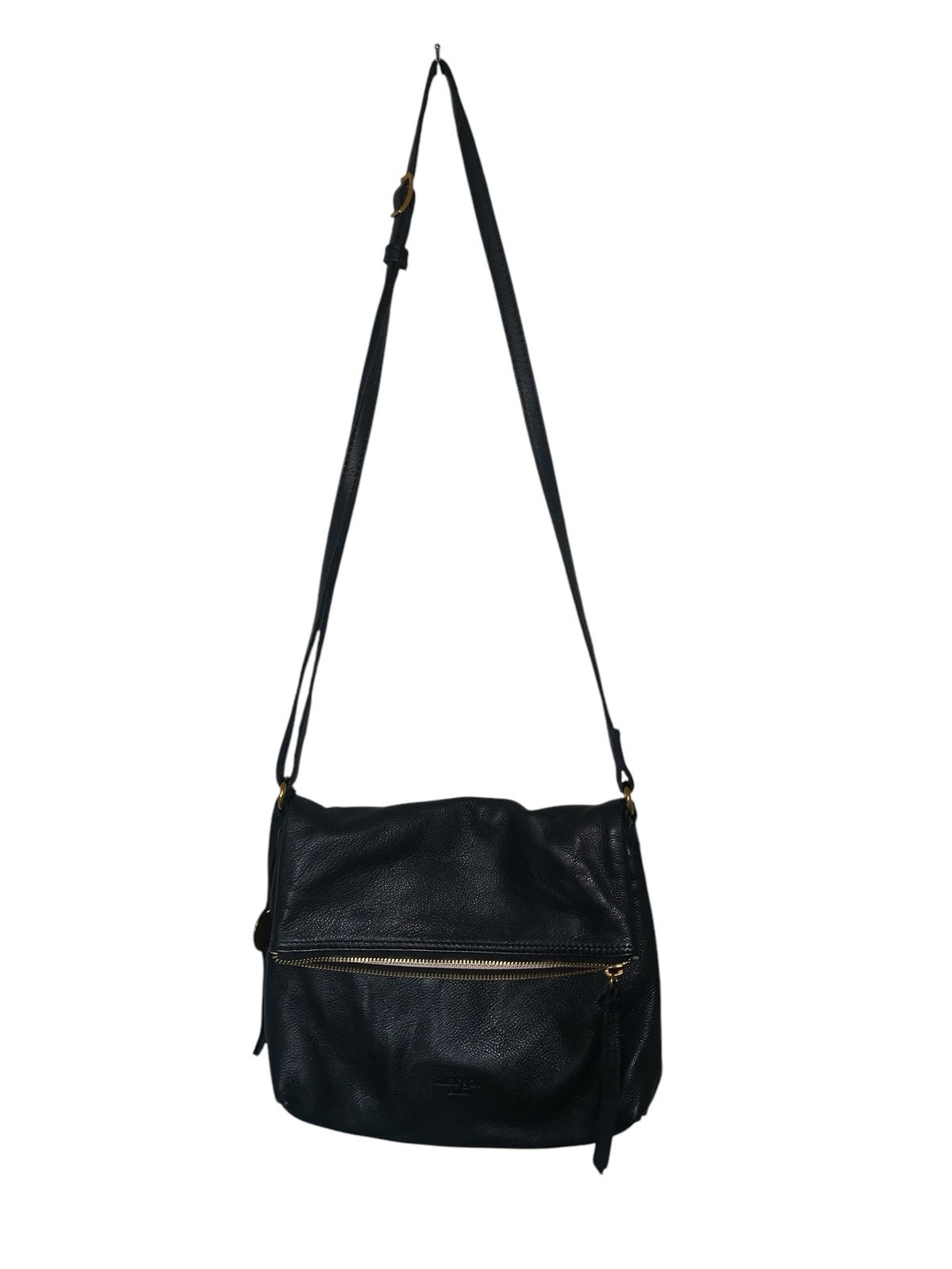 Margot New York Black Leather Crossbody Bag Slim Purse Adustable Strap