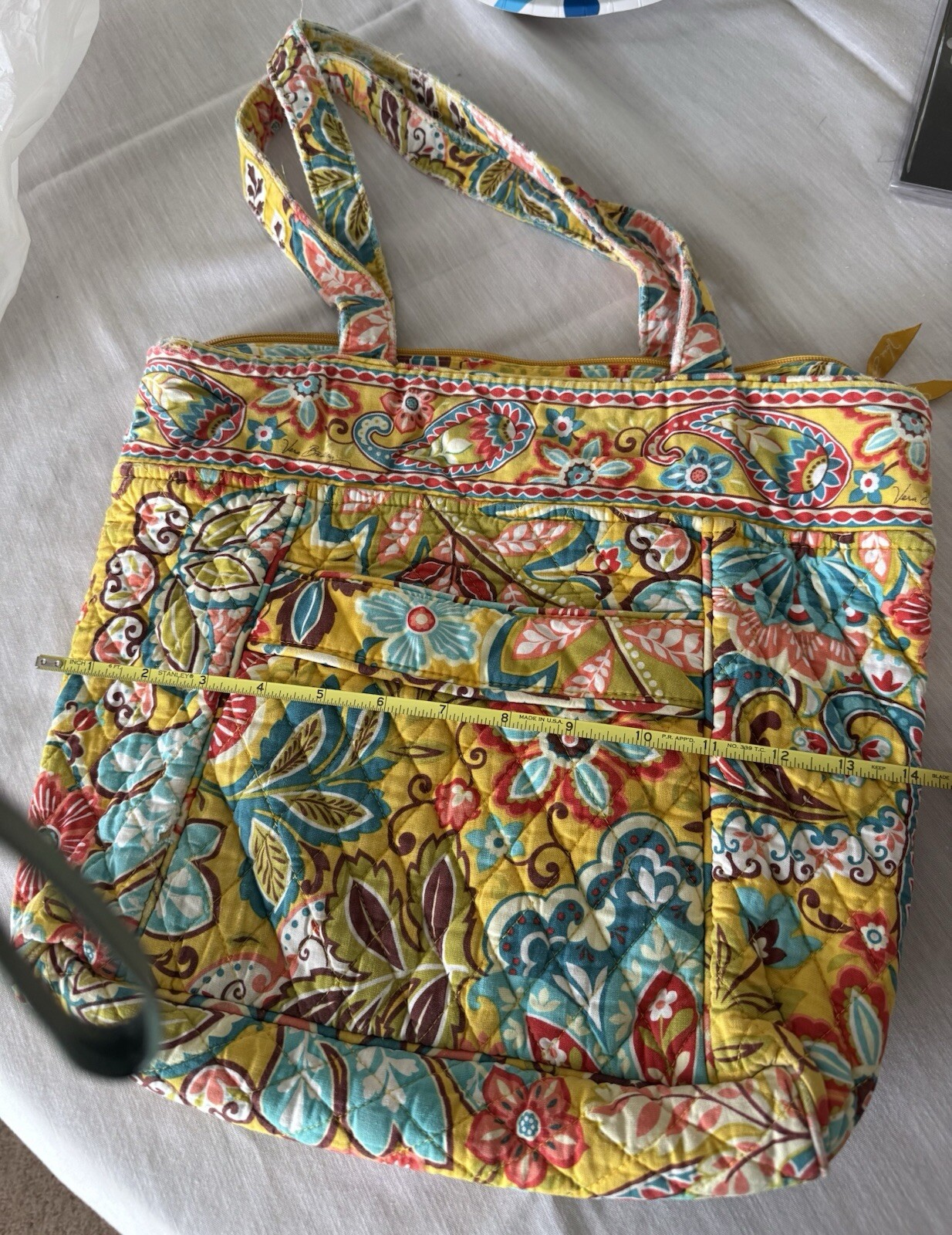 Vera Bradley Provencal Yellow Shoulder Bag- Inside And Outside Pockets READ