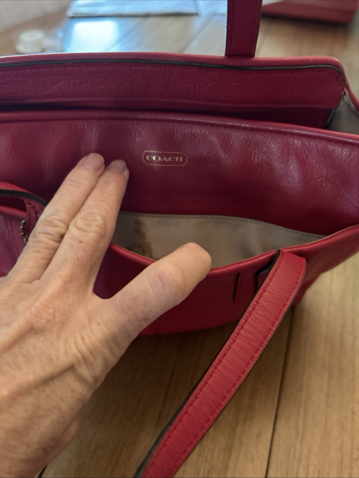 Coach Small Red Satchel Great Condition (See Photo Of “Authentication) Cross Bod