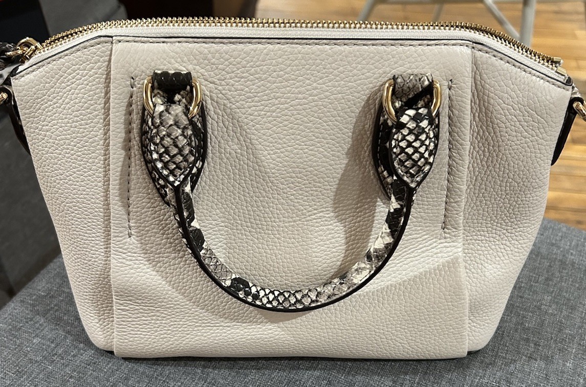Michael Kors White Satchel Snake Print Accents Shoulder Strap Not Included