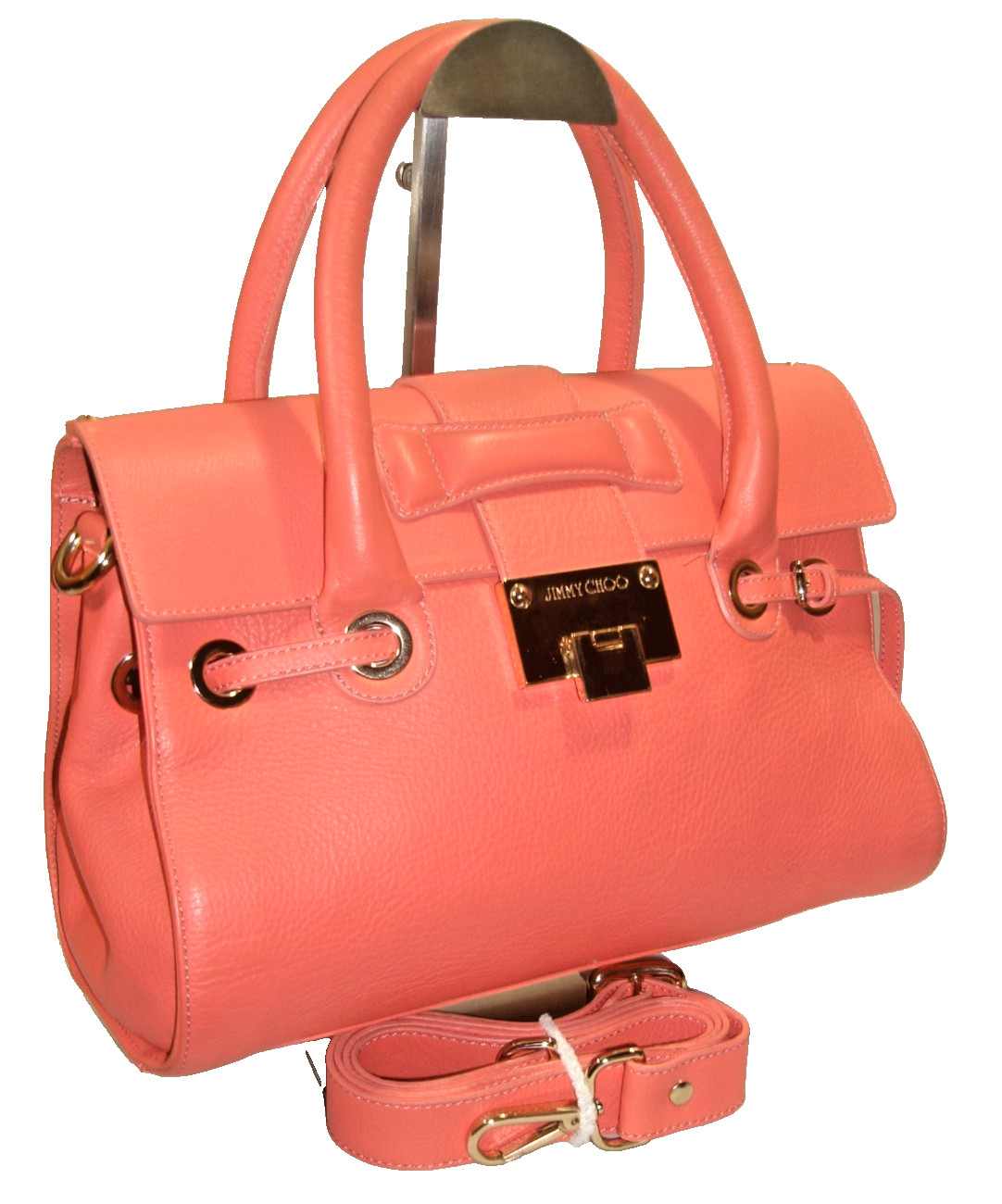 Jimmy Choo Gorgeous Rosalie Coral-Pink Soft Leather Satchel Shoulder Bag MINT!