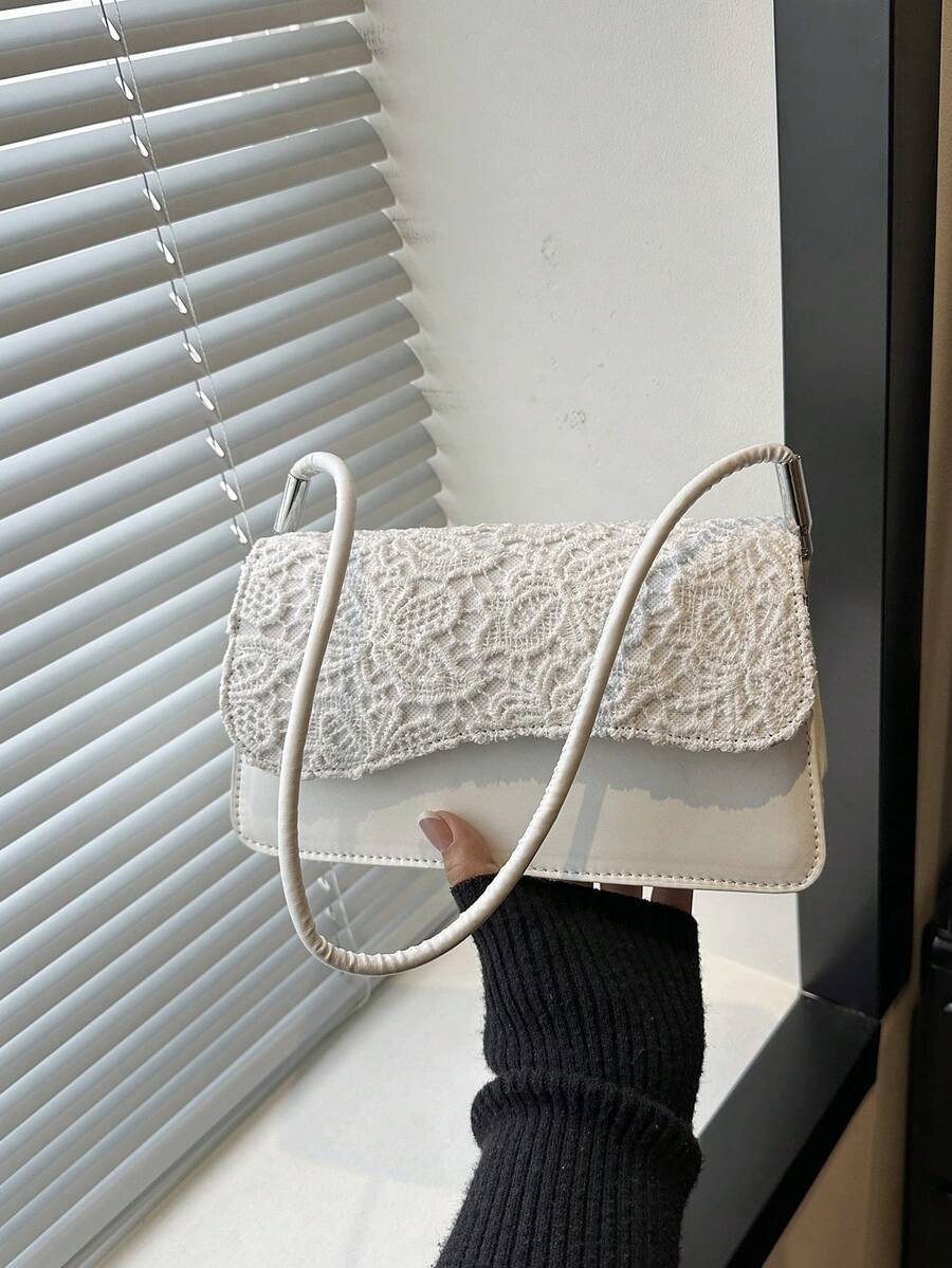 Vintage Asymmetrical Flap Shoulder Bag Women Elegant Old Money Square Tote