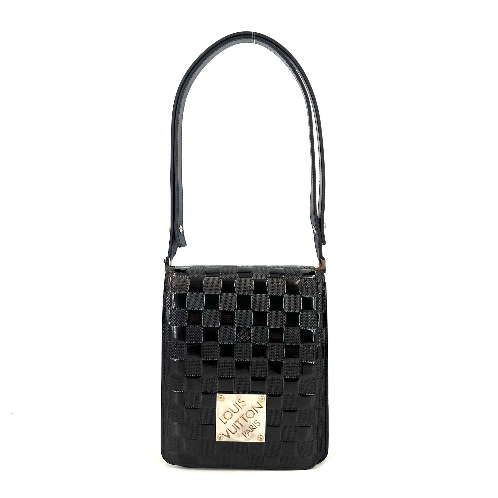 Louis Vuitton Damier Patent Normal Size Black Patent Leather Shoulder/Crossbody