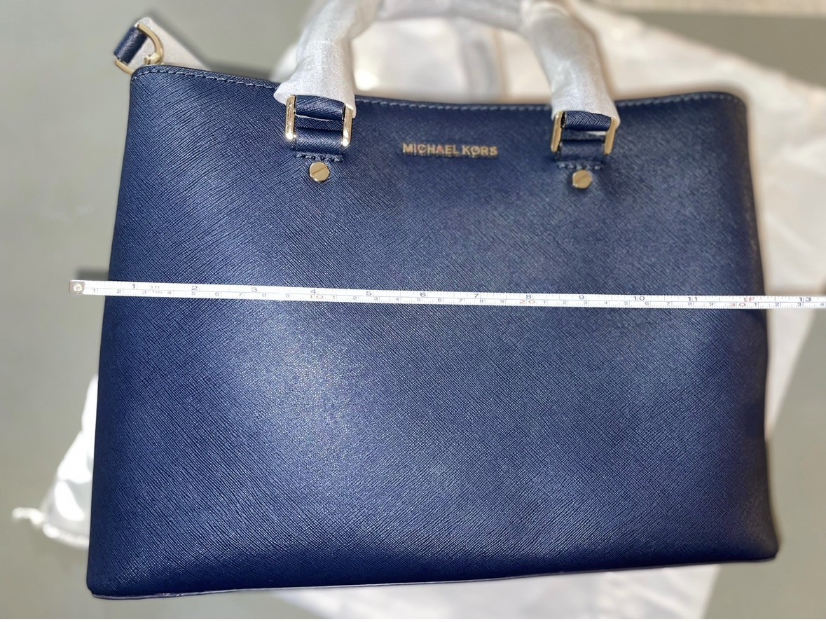 Michael Kors Savannah Satchel Leather Admiral Navy Blue
