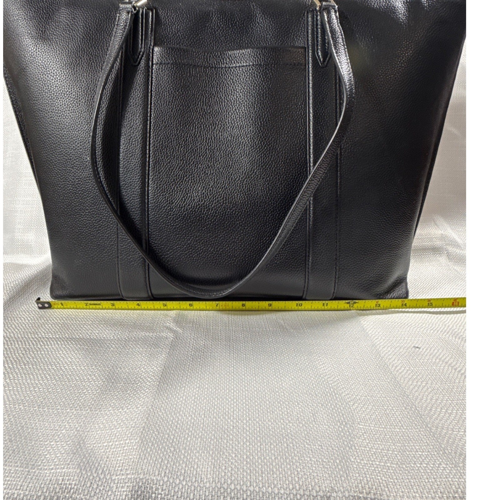 Cole Haan Grand Ambition Black Pebbled Leather Tote Bag Gold Hardware